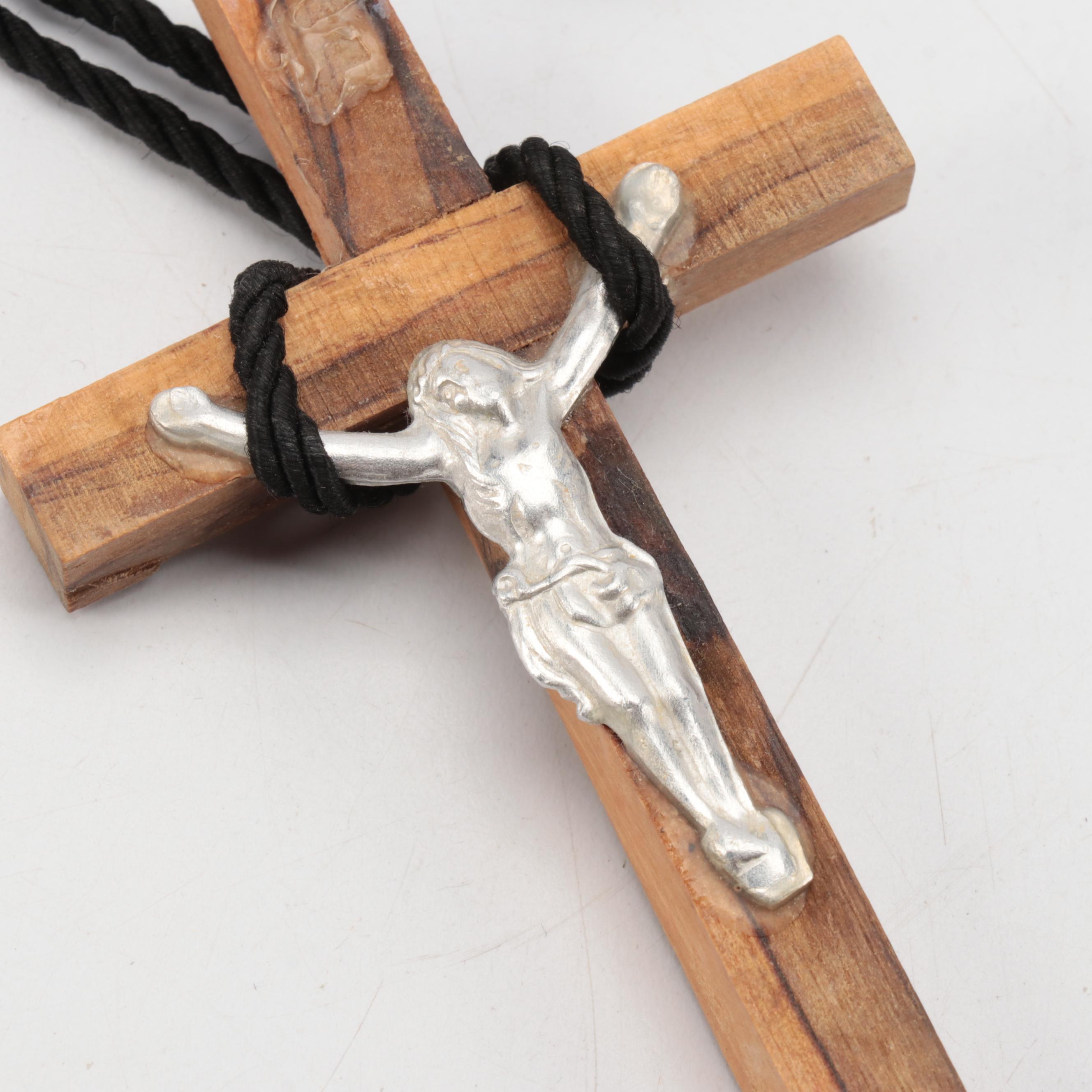 Catholic Sick Call Box With Walnut Pillar Candle Holders, Crucifix and More