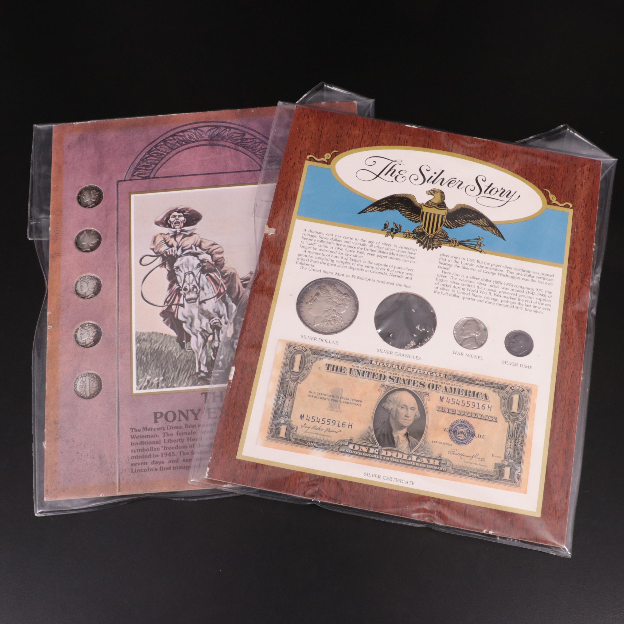 "Two Coin Sets  the "Silver Story" and "Pony Express" Coin  Sets