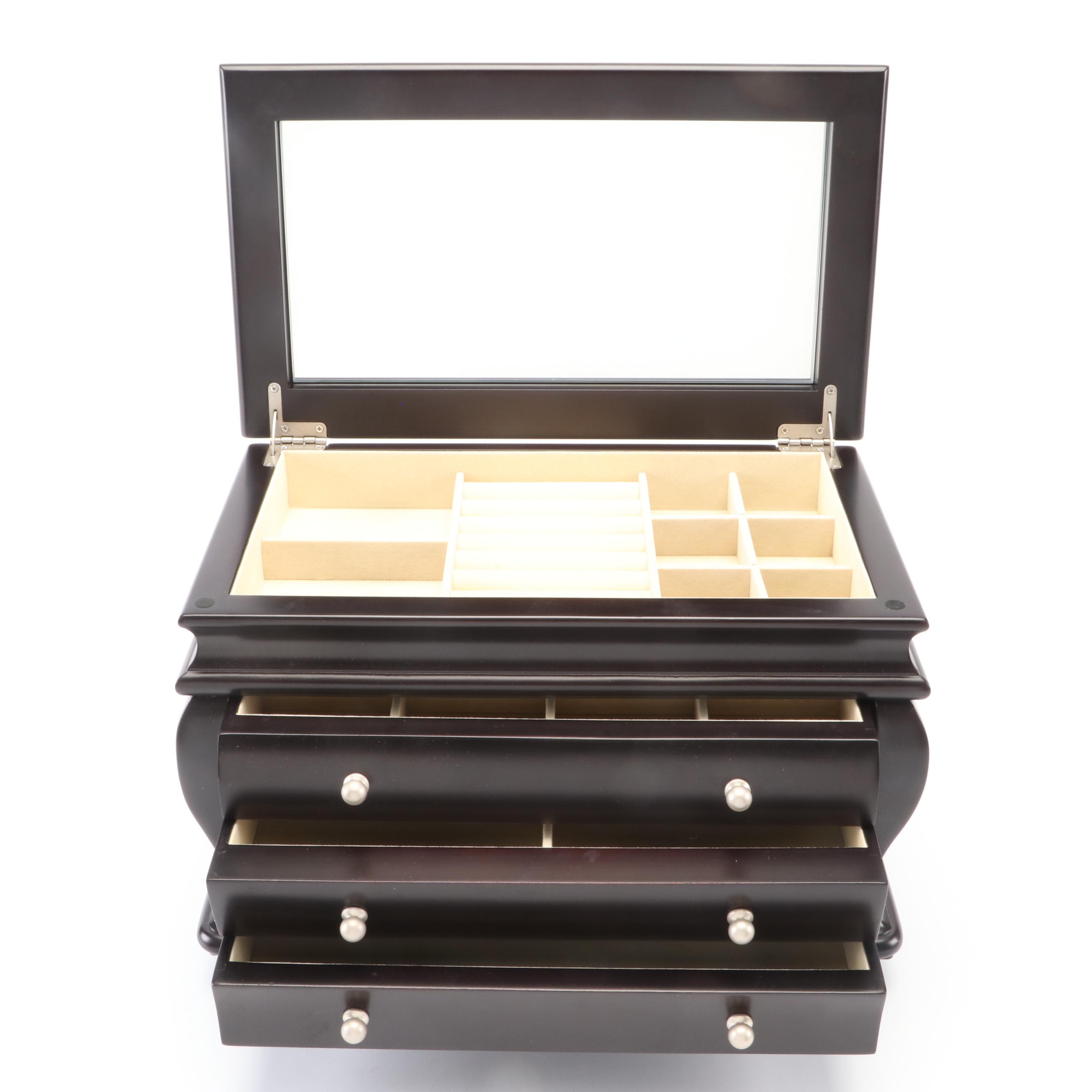 Things Remembered Mahogany Finish Wood Jewelry Box