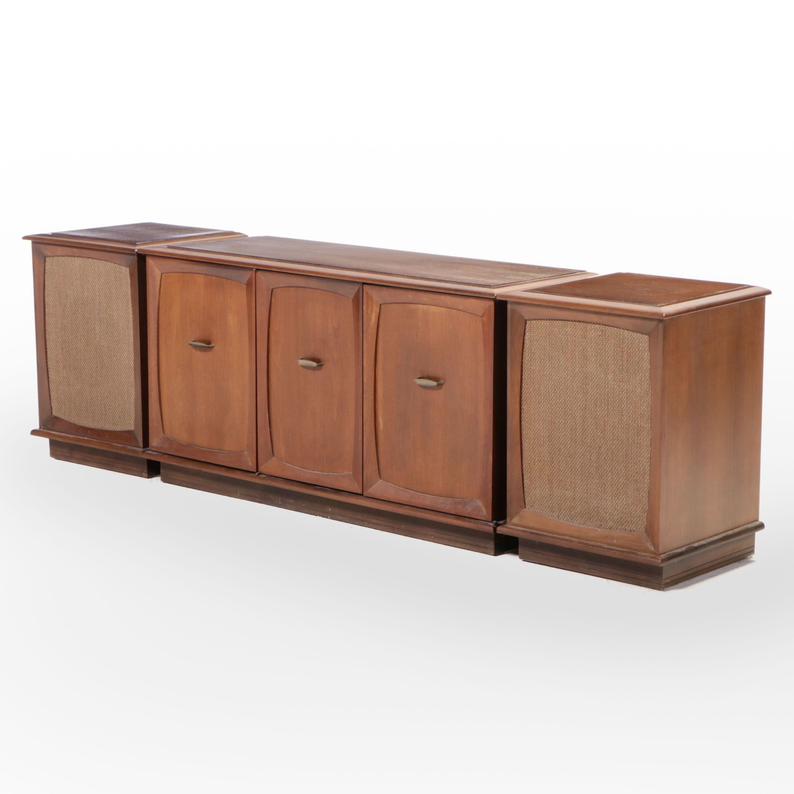 Mid Century Modern J.W. Davis Hardwood Stereo Cabinet with Speakers