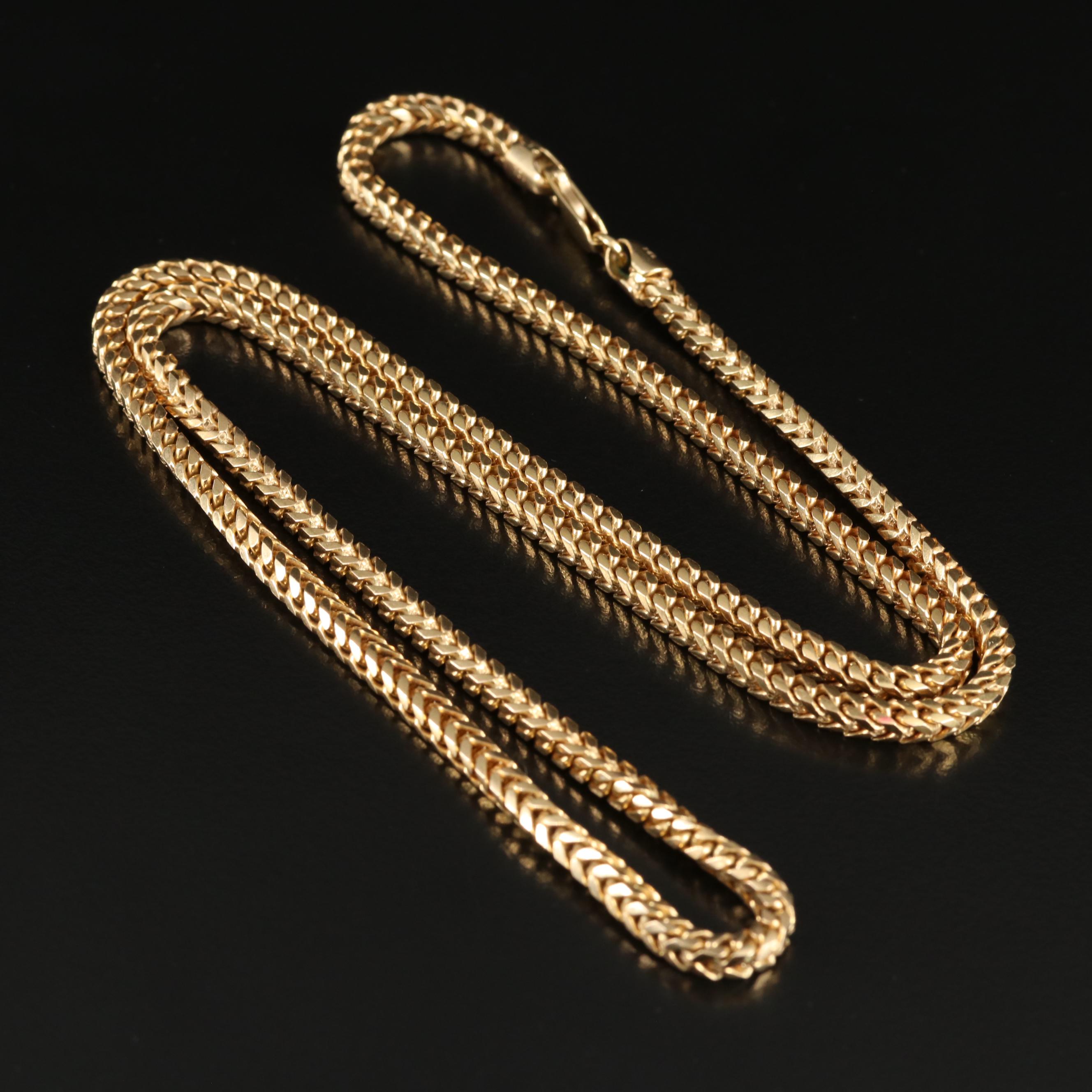 14K Square Curb Chain Necklace