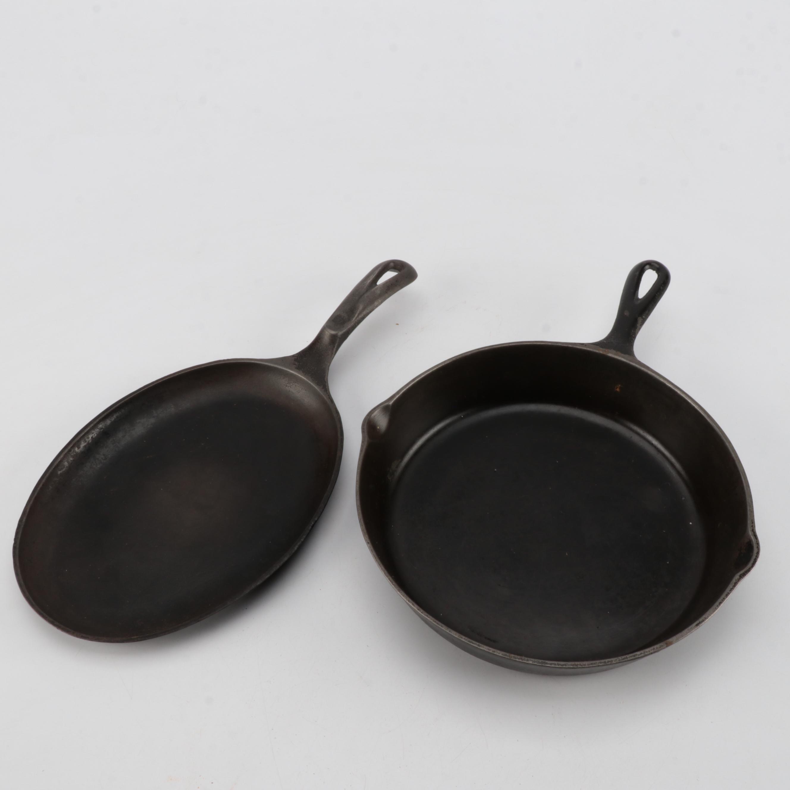 Wagner's 10 1/2 Inch Chicken Fryer with Other Cast Iron Skillets and Pans
