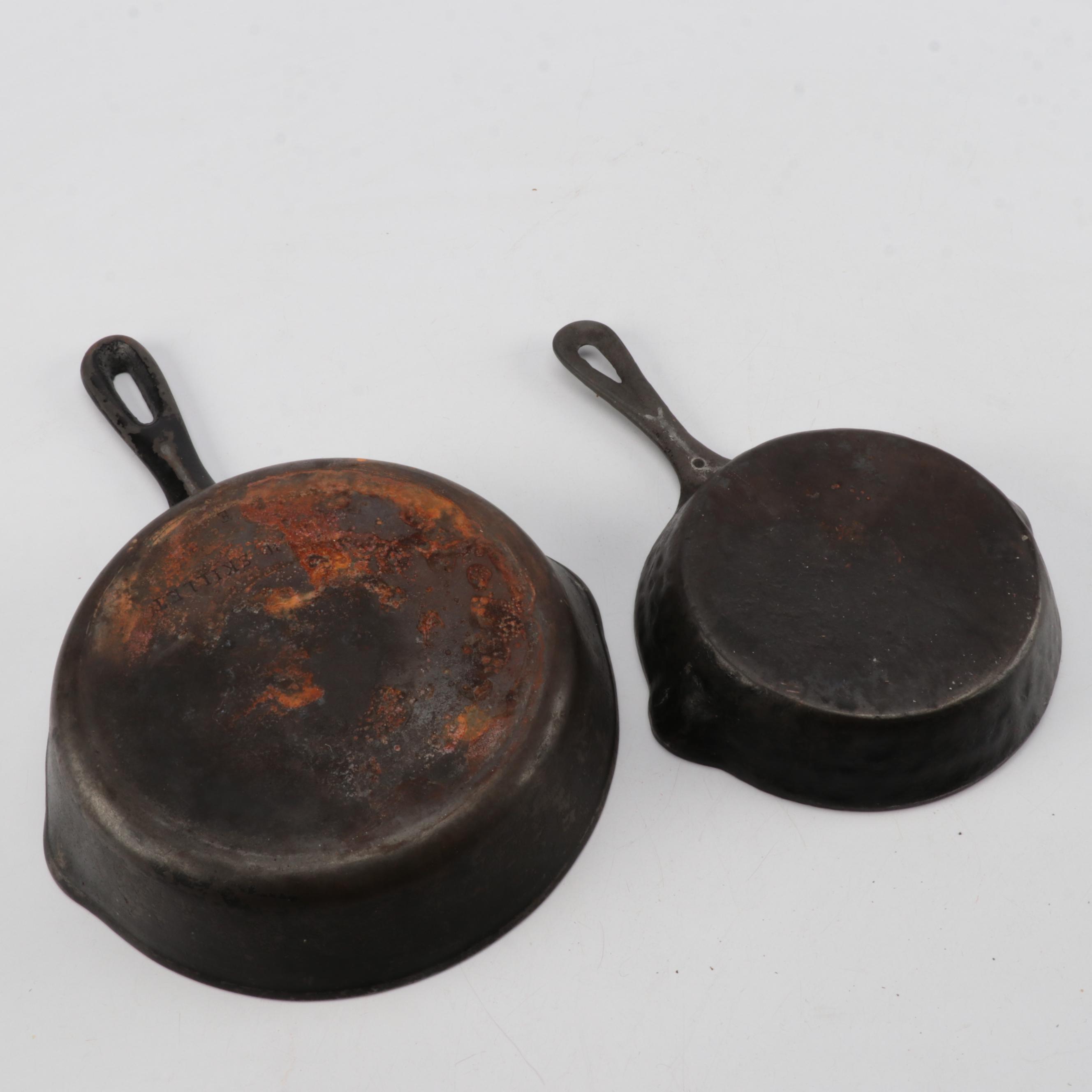 Wagner's 10 1/2 Inch Chicken Fryer with Other Cast Iron Skillets and Pans