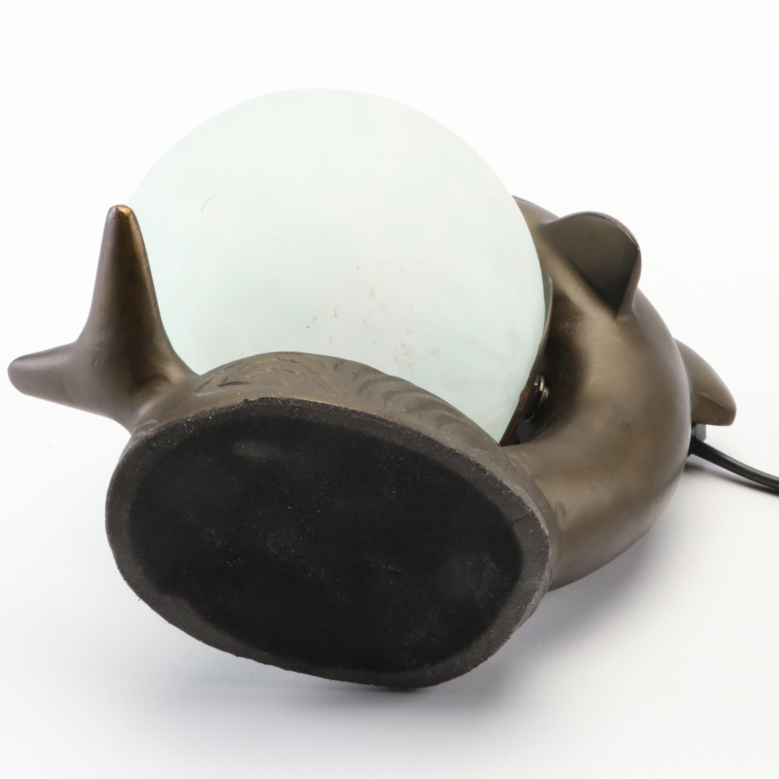 Blown Glass Lighthouse and Dolphin Accent Lamps