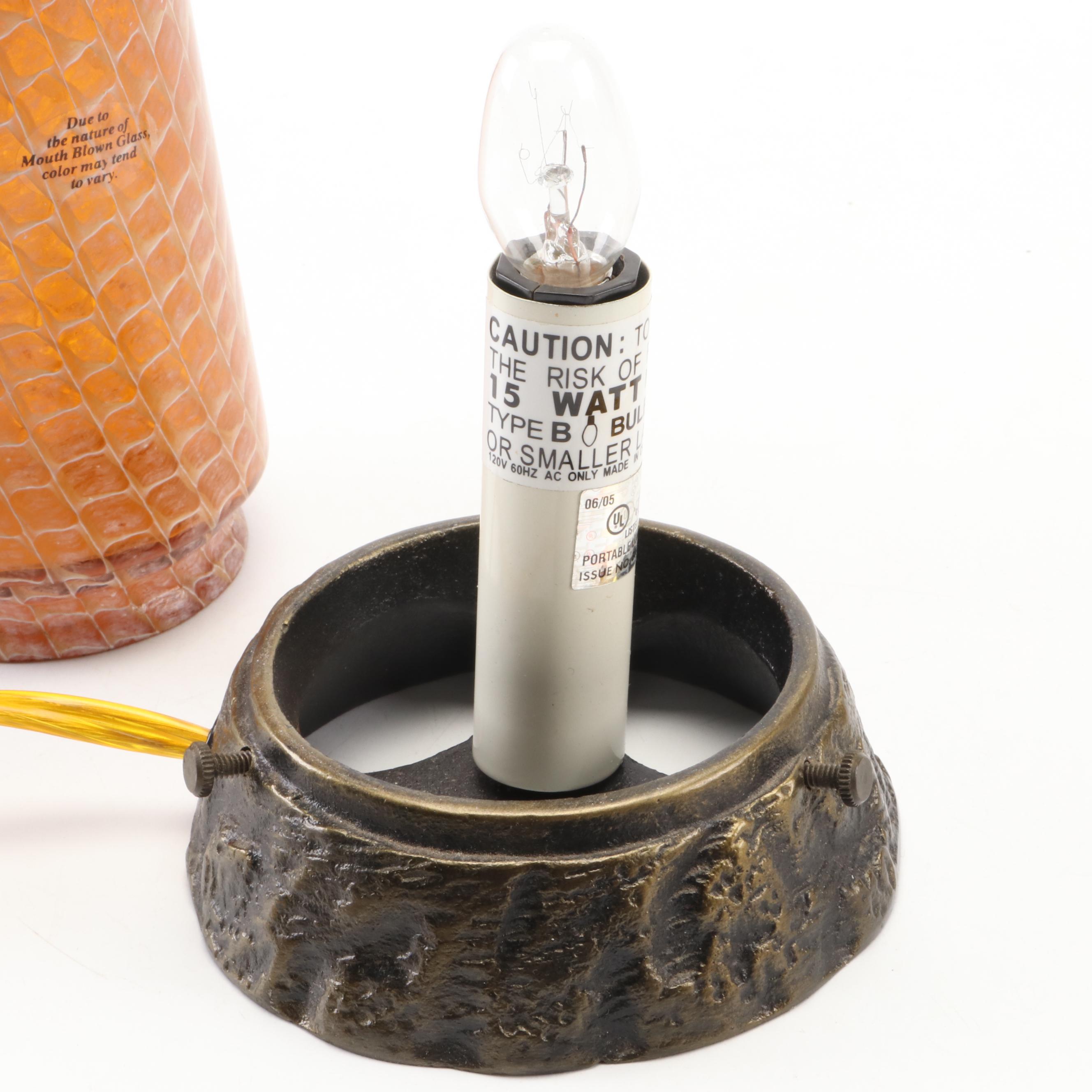 Blown Glass Lighthouse and Dolphin Accent Lamps