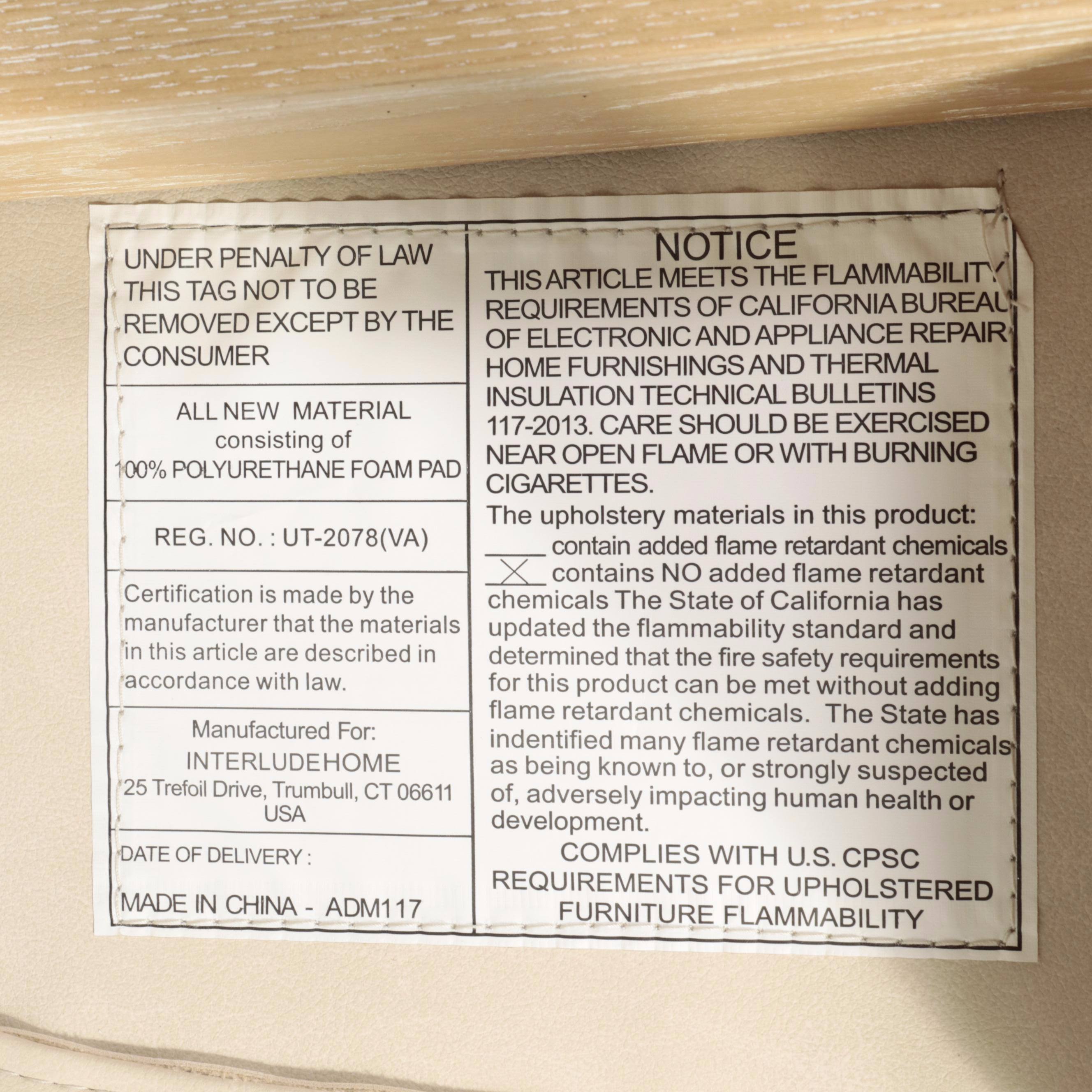 Interlude Home "Maryl" Cerused Wood and Faux Leather Dining Armchair