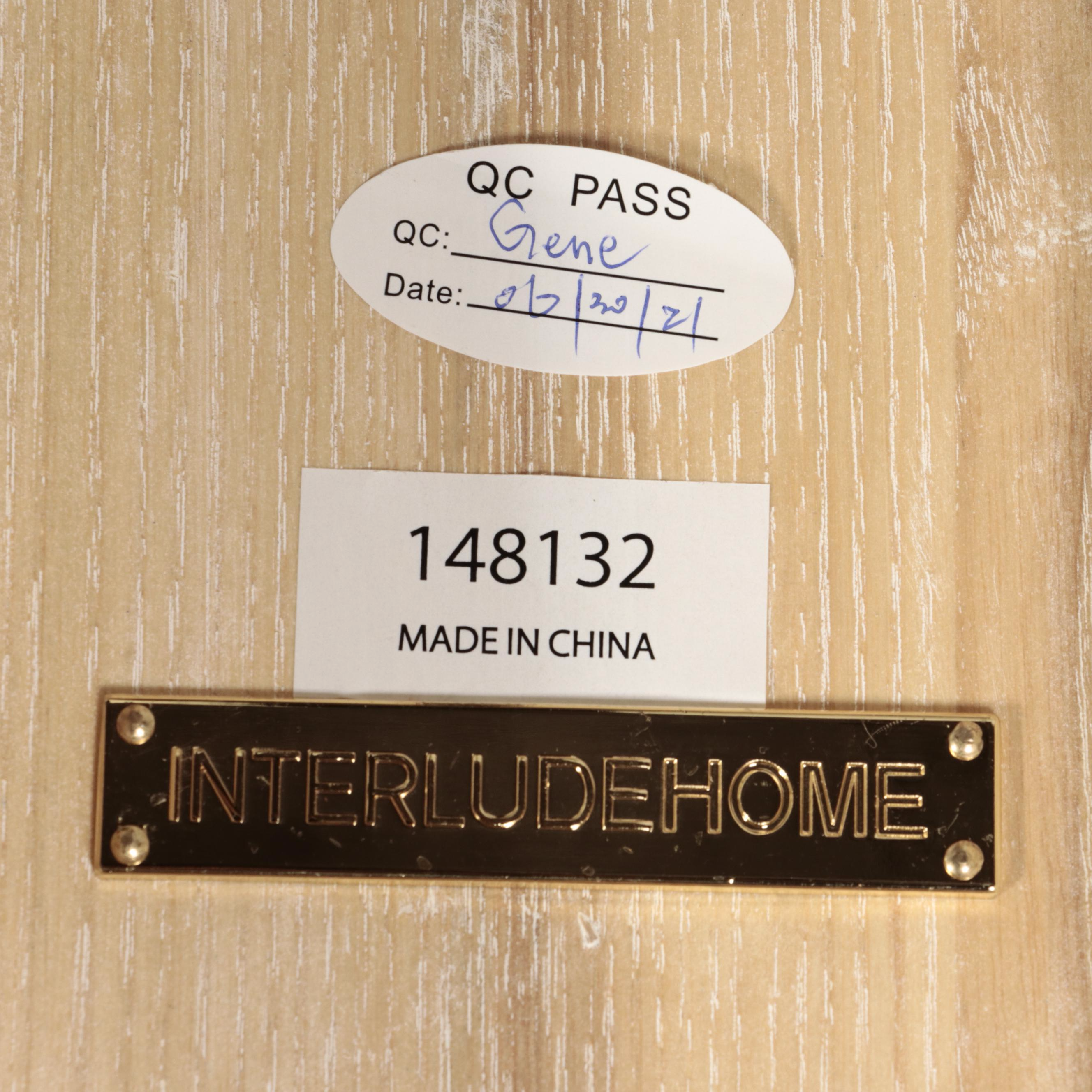 Interlude Home "Maryl" Cerused Wood and Faux Leather Dining Armchair