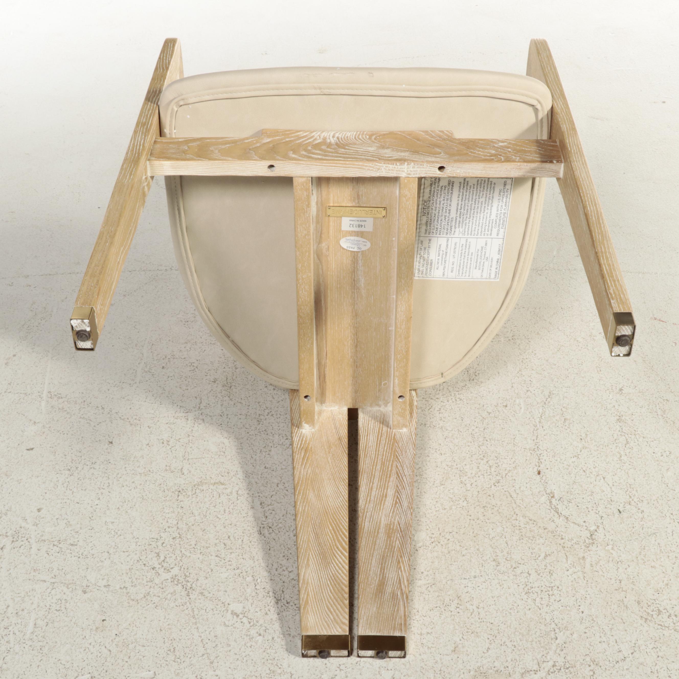 Interlude Home "Maryl" Cerused Wood and Faux Leather Dining Armchair