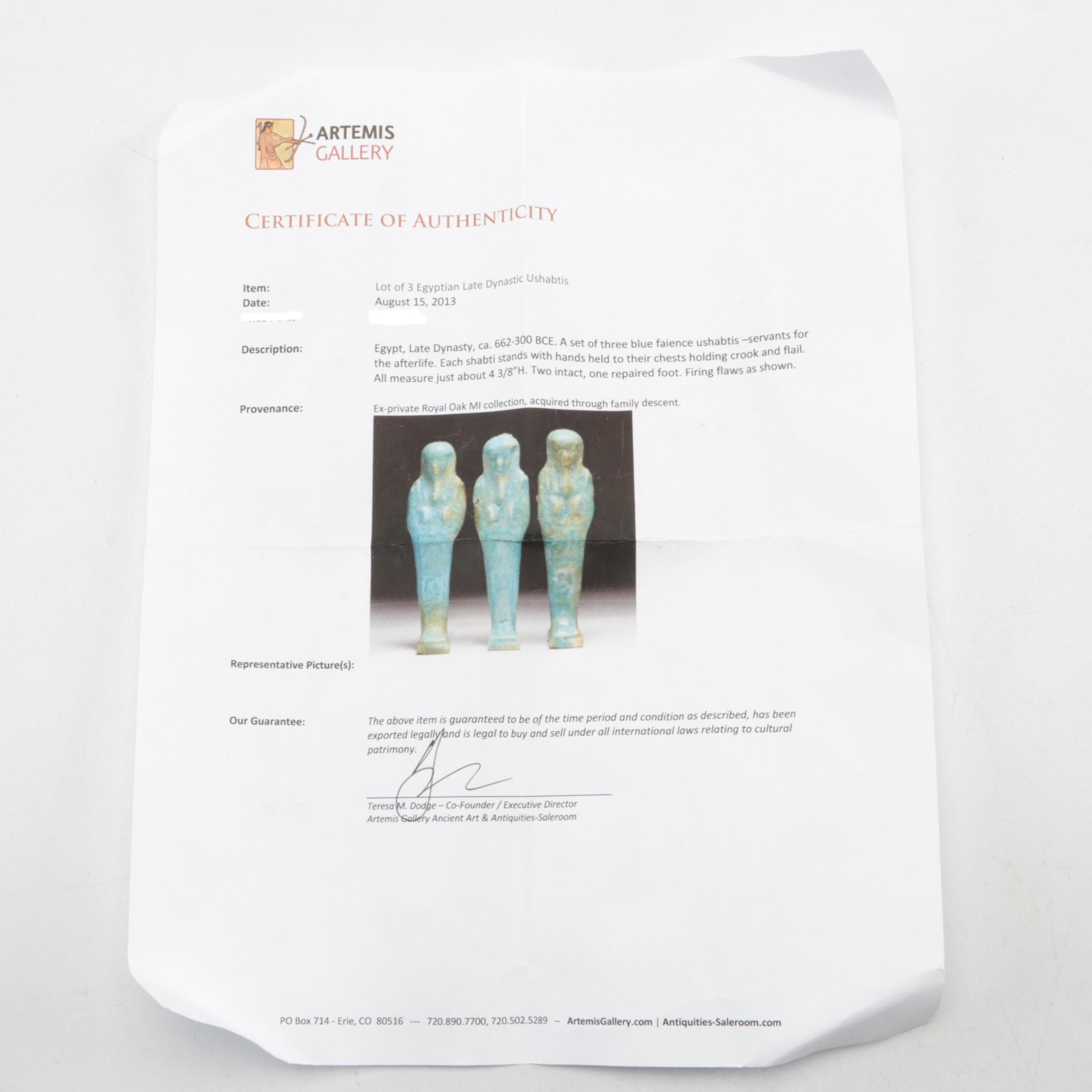 Egyptian Late Dynastic Ushabtis