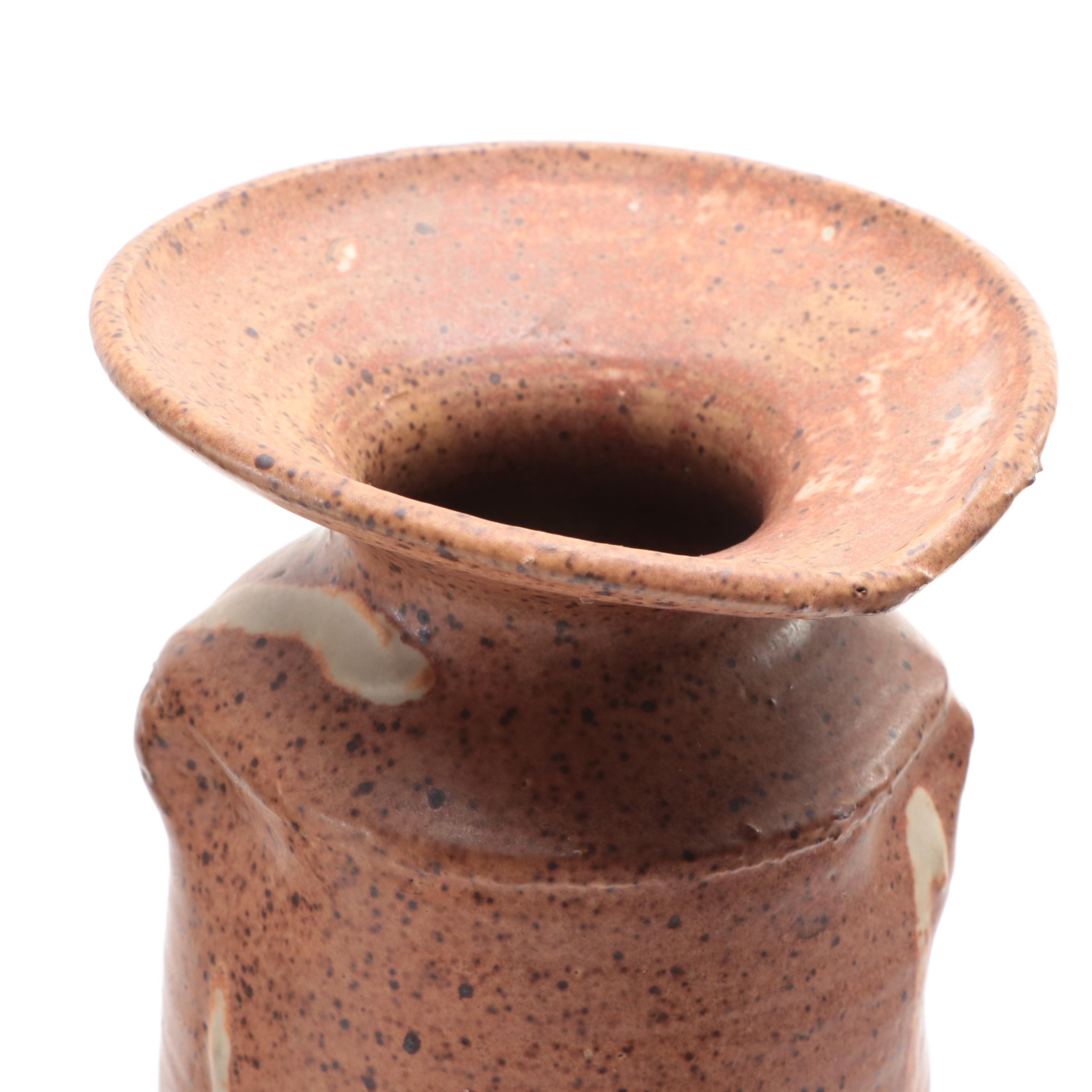 German Tiki Painted Pillar Candle, Pottery Vase and Painted Earthenware Planter