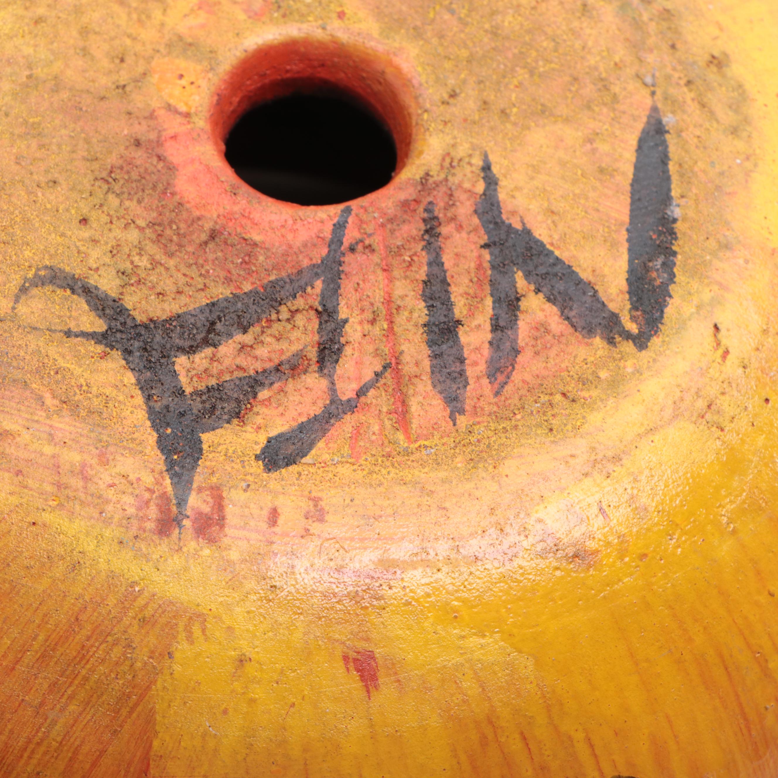 German Tiki Painted Pillar Candle, Pottery Vase and Painted Earthenware Planter