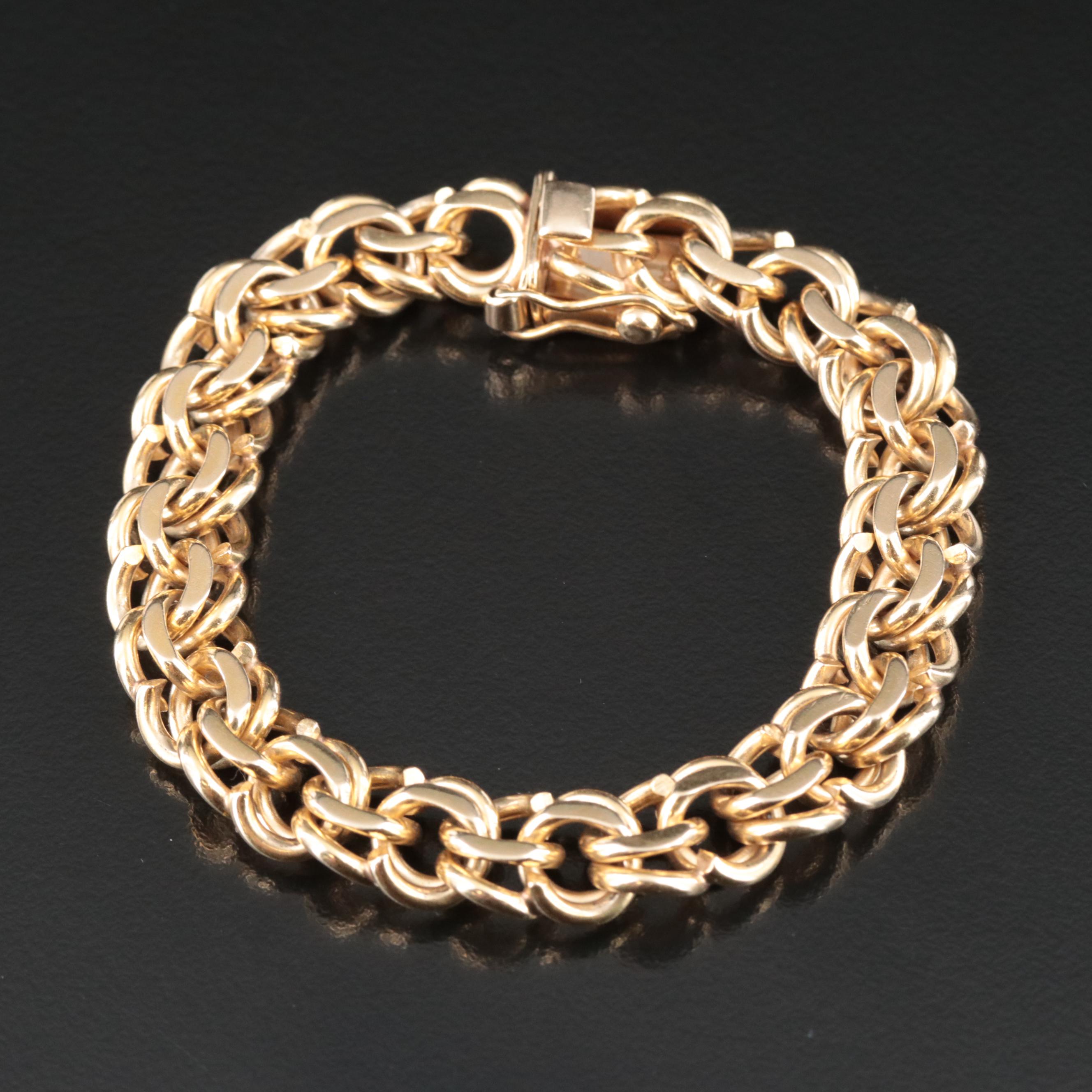 14K Double Curb Chain Link Bracelet