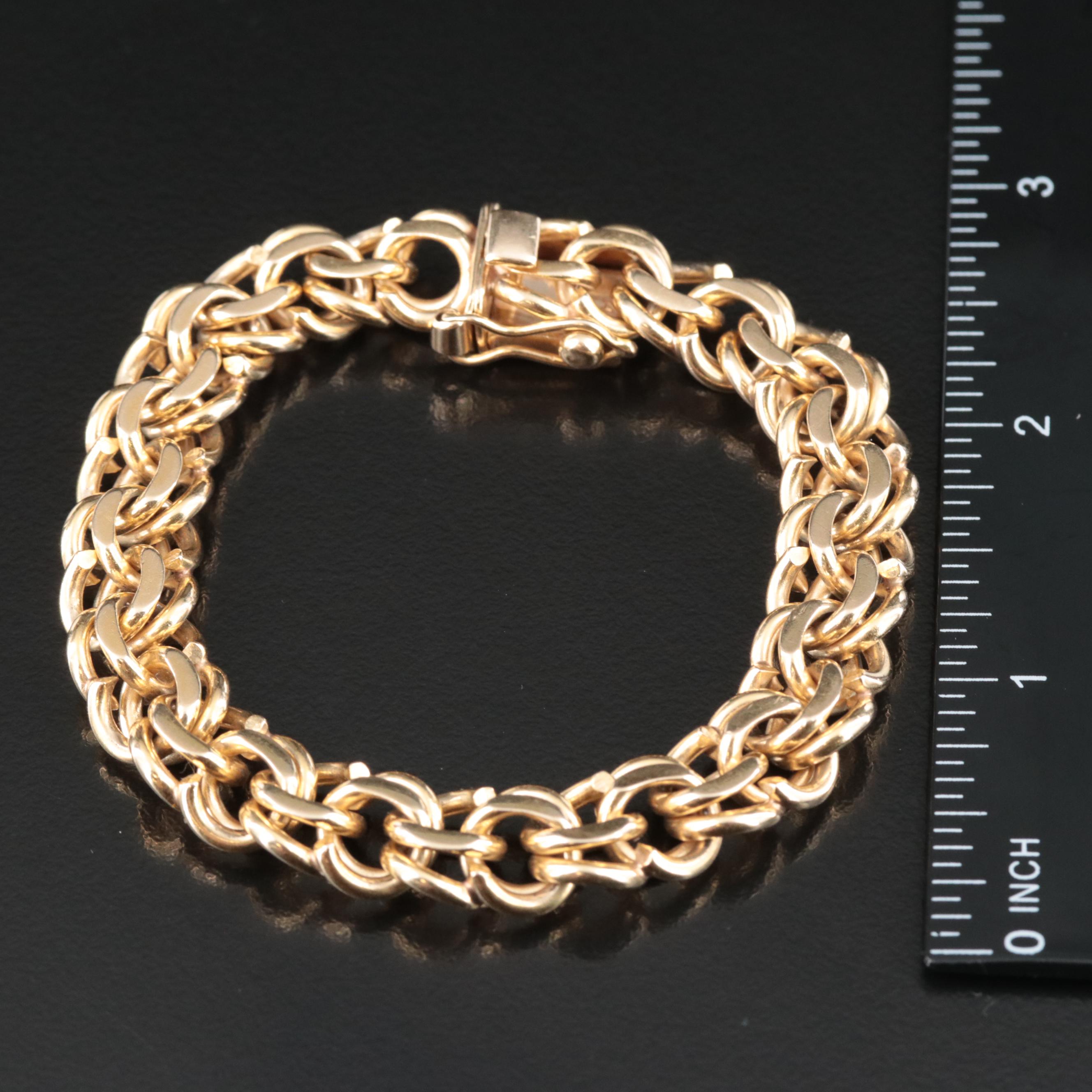 14K Double Curb Chain Link Bracelet