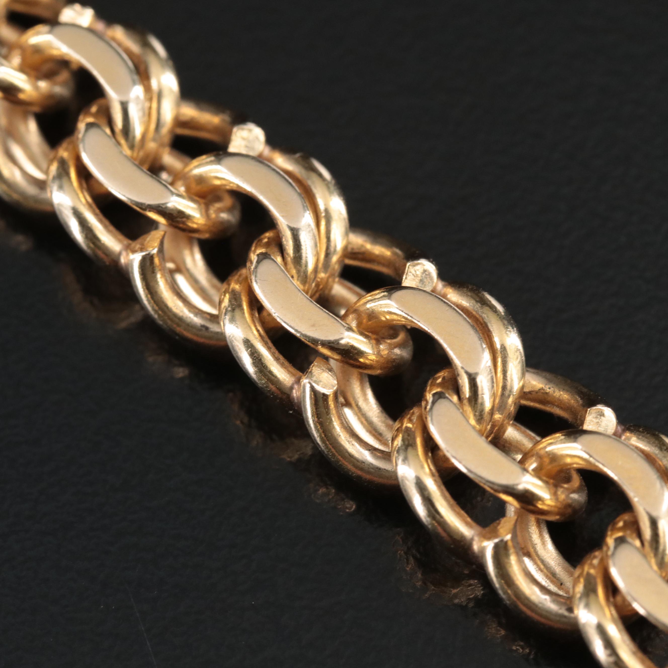 14K Double Curb Chain Link Bracelet