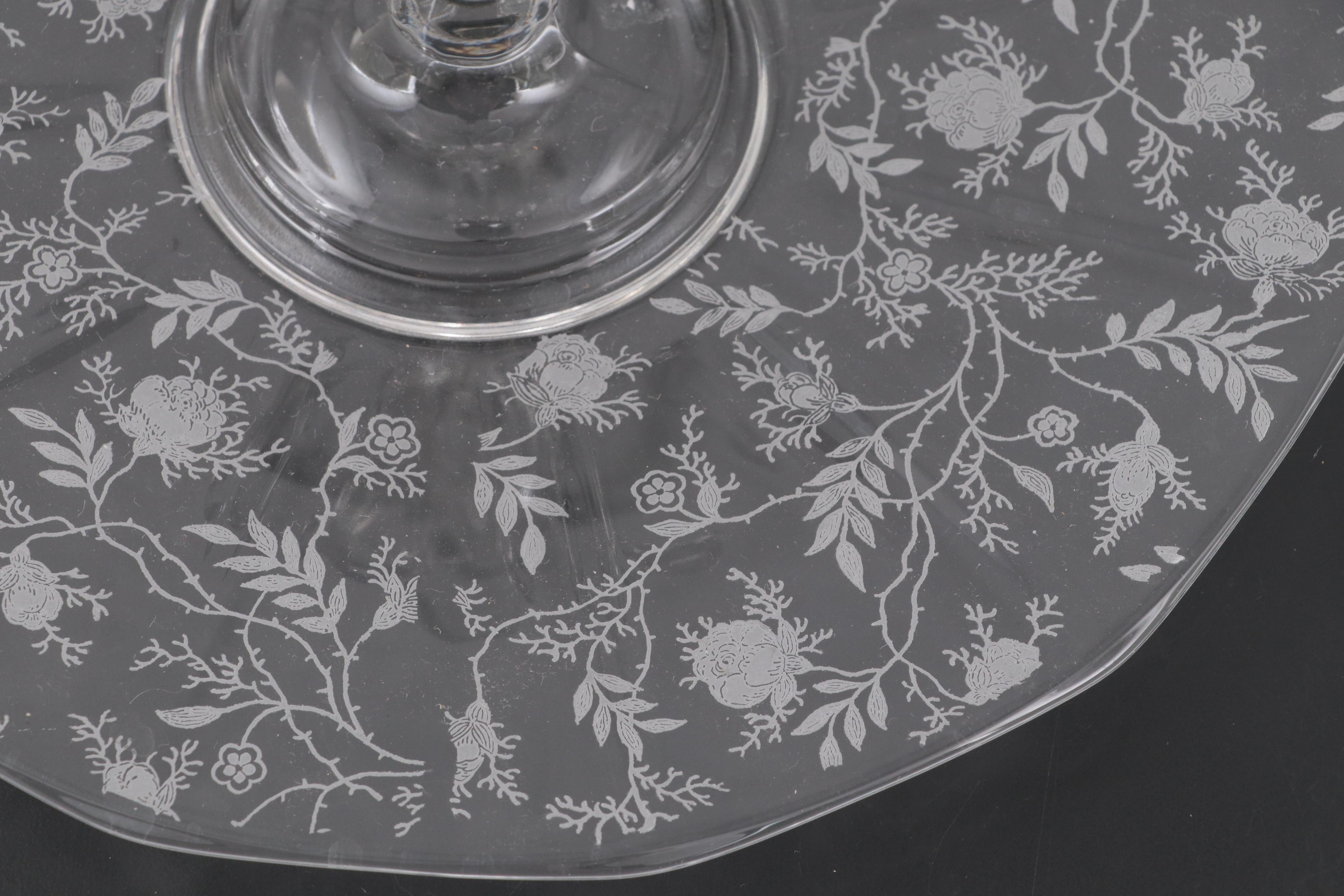 Fostoria Etchted Glass "Chintz" Serving Pieces and Tableware, 1940-1973