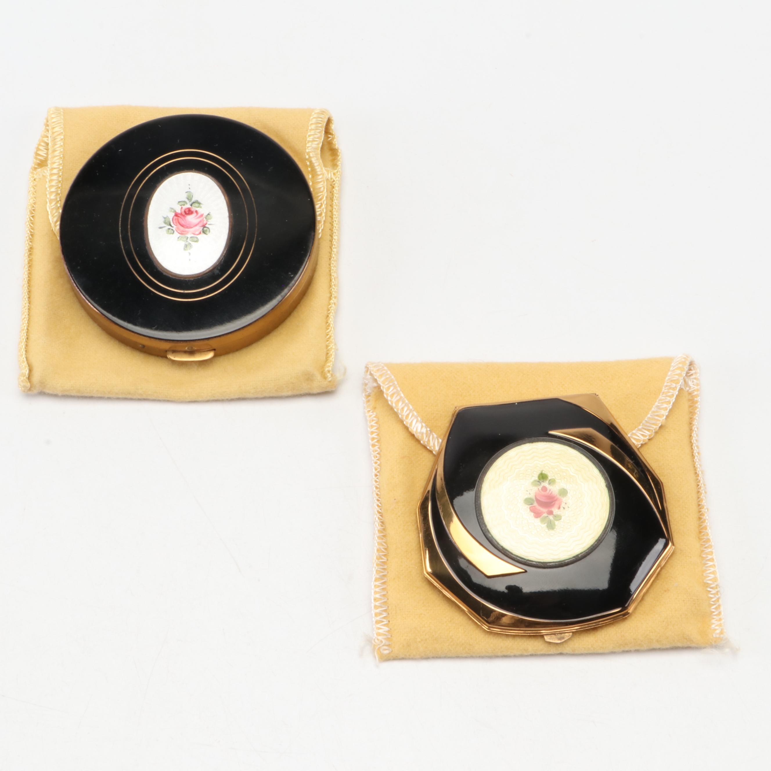 Guilloché and Engine Turned Metal Make-Up Compacts