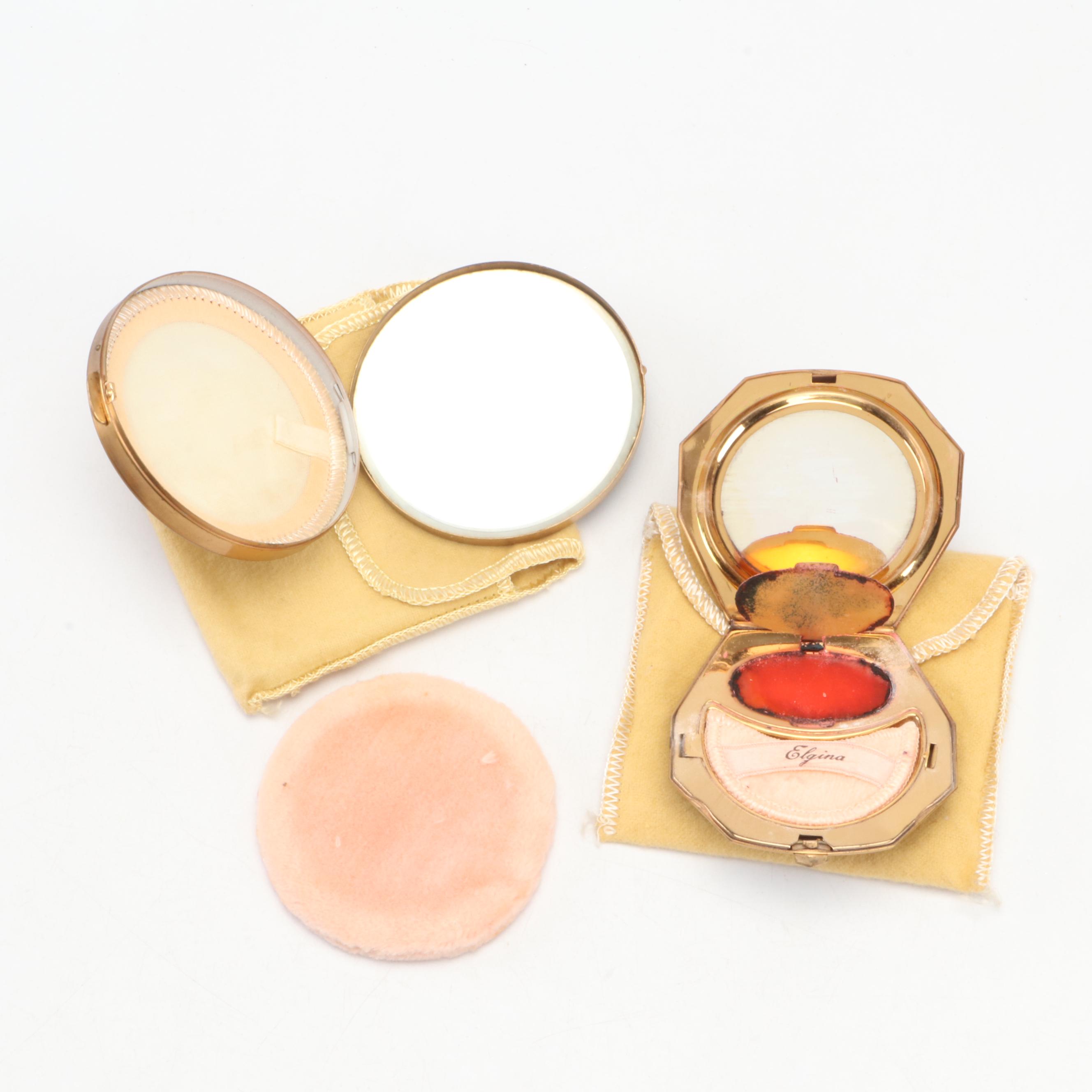 Guilloché and Engine Turned Metal Make-Up Compacts