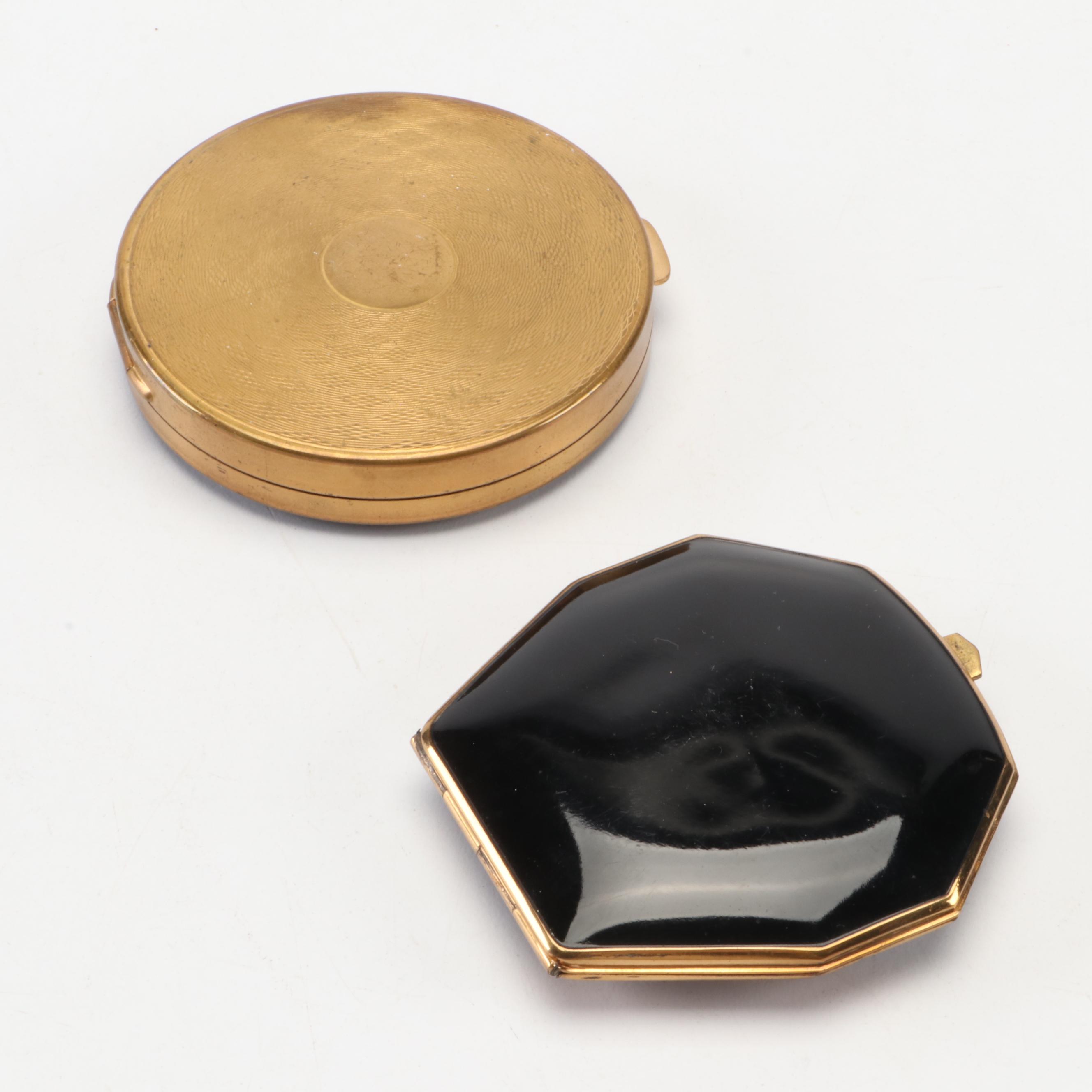 Guilloché and Engine Turned Metal Make-Up Compacts