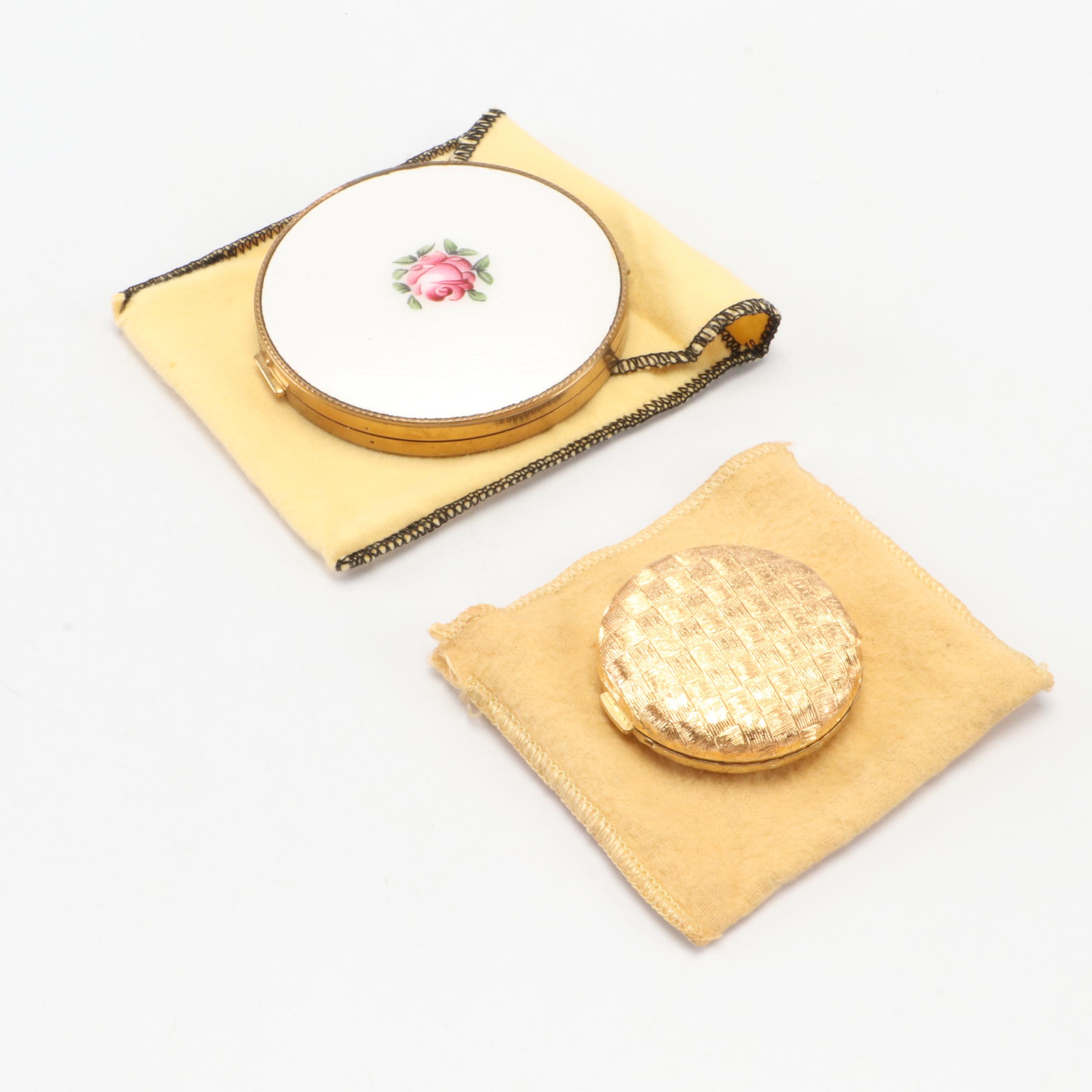 Guilloché and Engine Turned Metal Make-Up Compacts