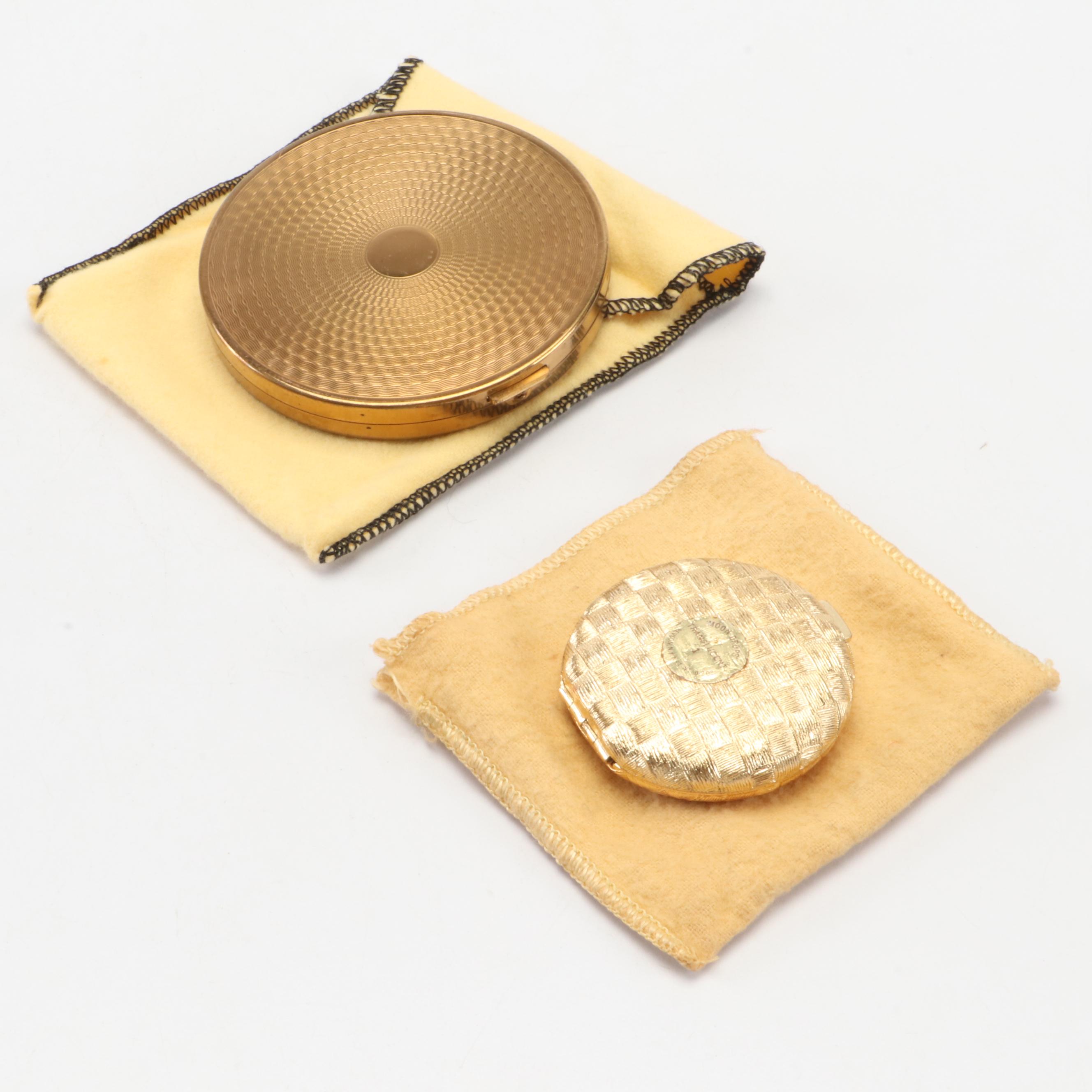 Guilloché and Engine Turned Metal Make-Up Compacts