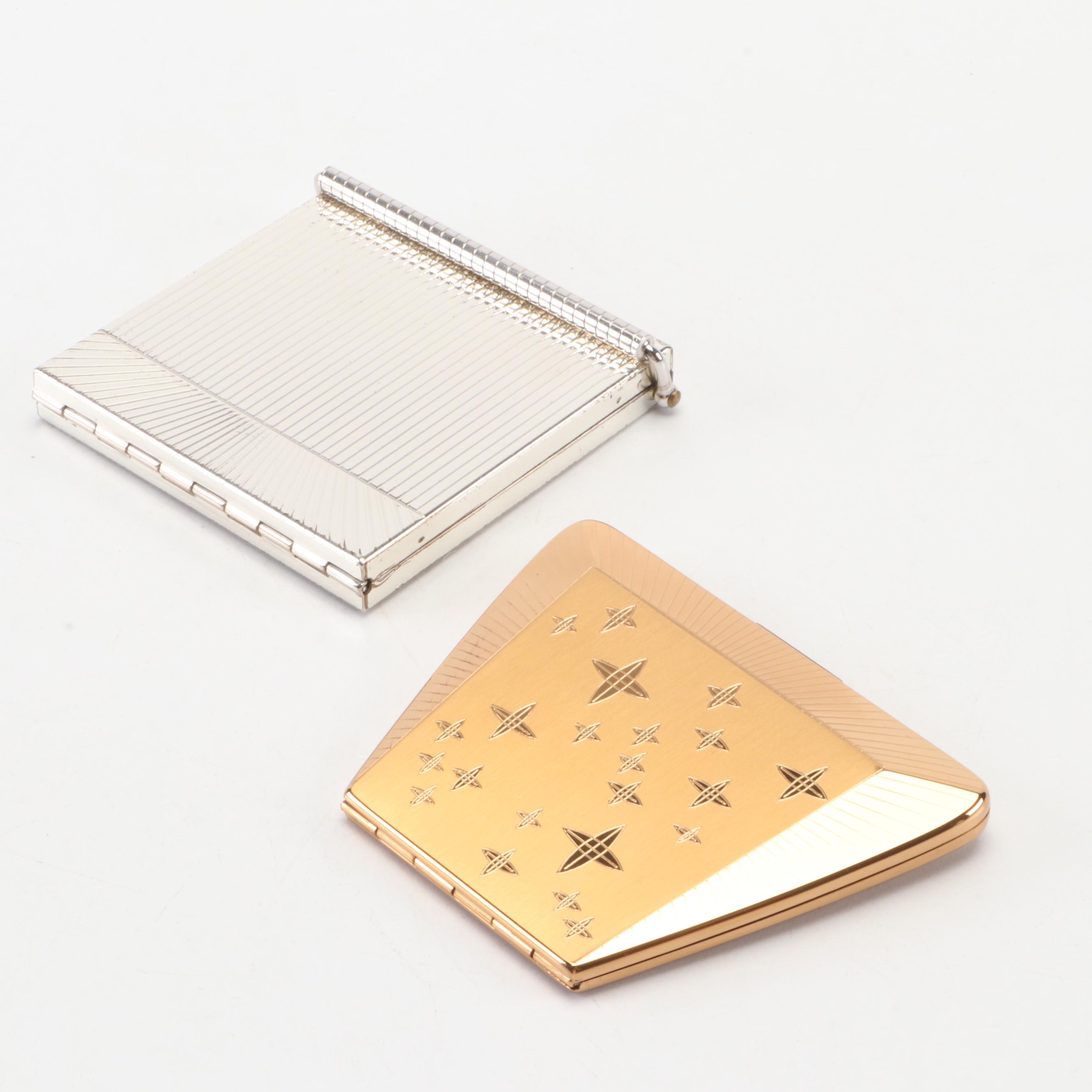 Guilloché and Engine Turned Metal Make-Up Compacts