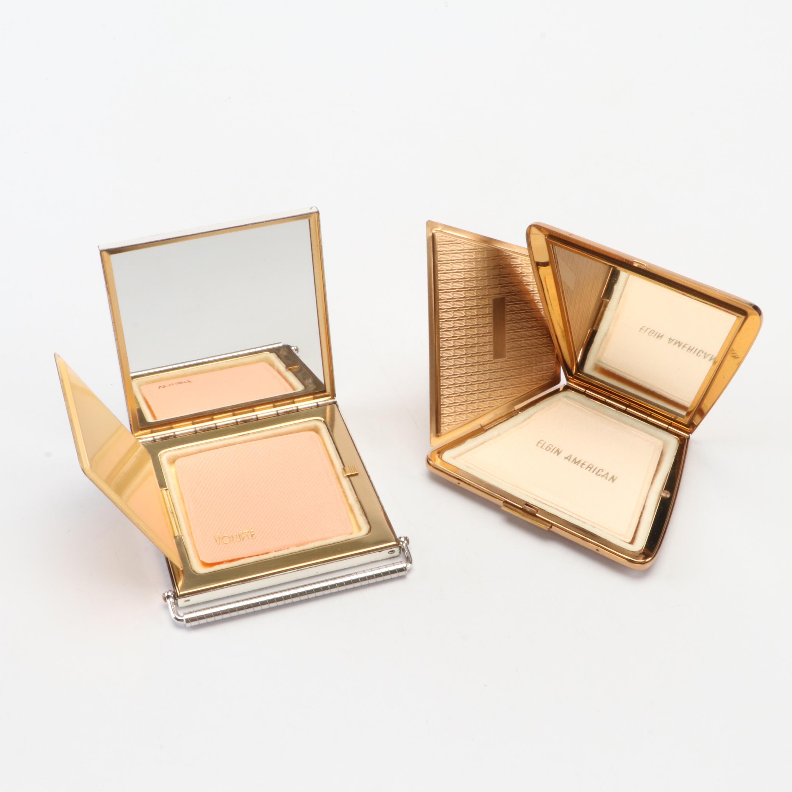 Guilloché and Engine Turned Metal Make-Up Compacts