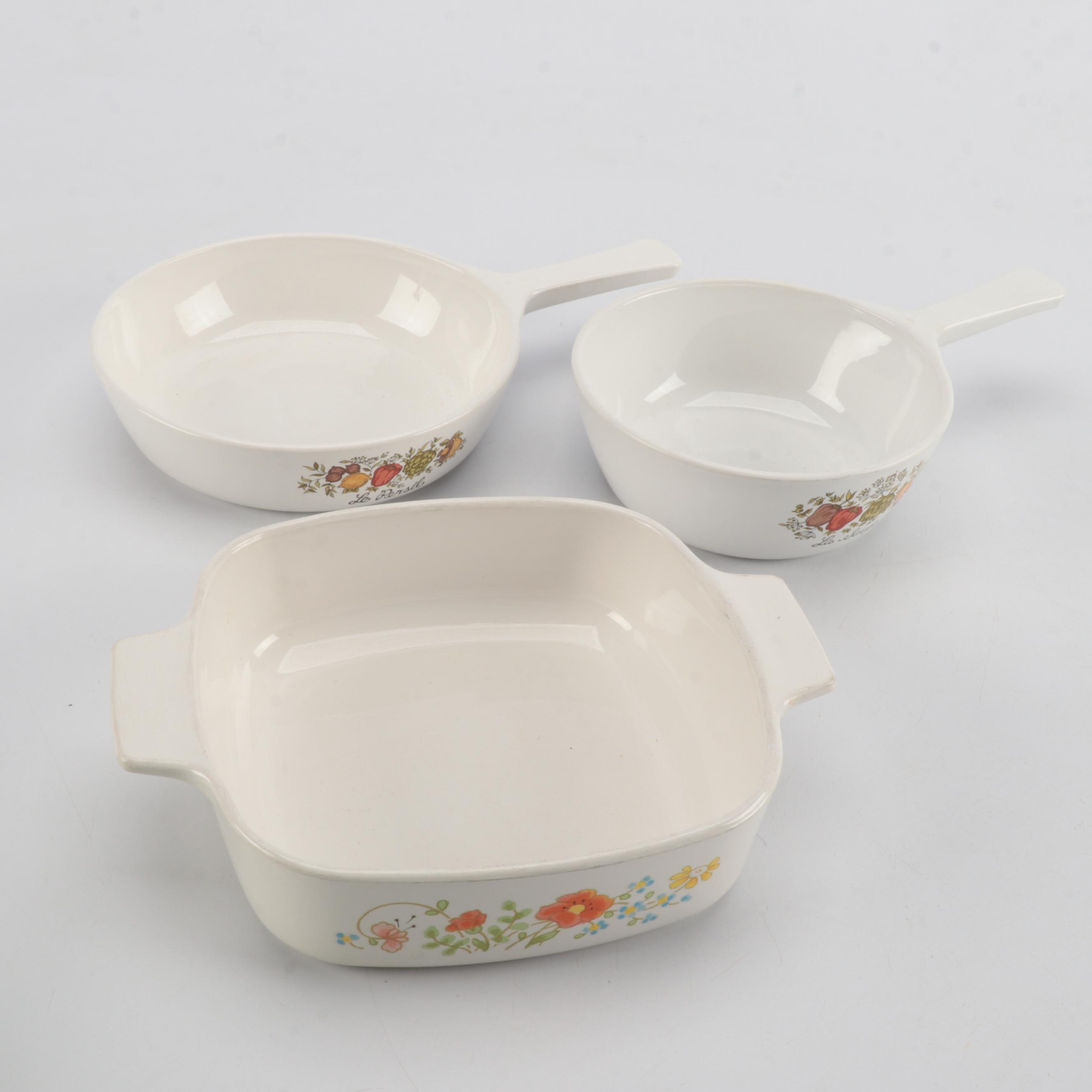 Pyrex Verde Square Flowers 474 and Other Dishware, 1970s-Present