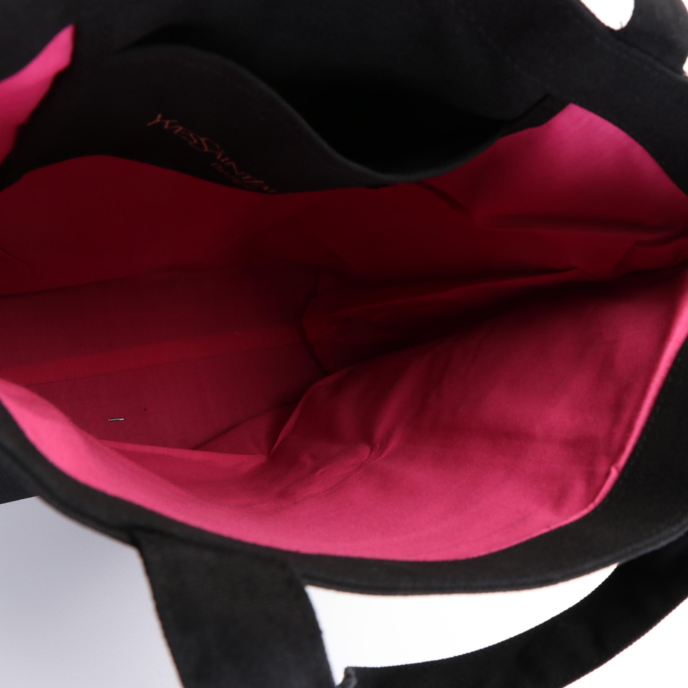 Yves Saint Laurent Logo Black Canvas Tote Bag