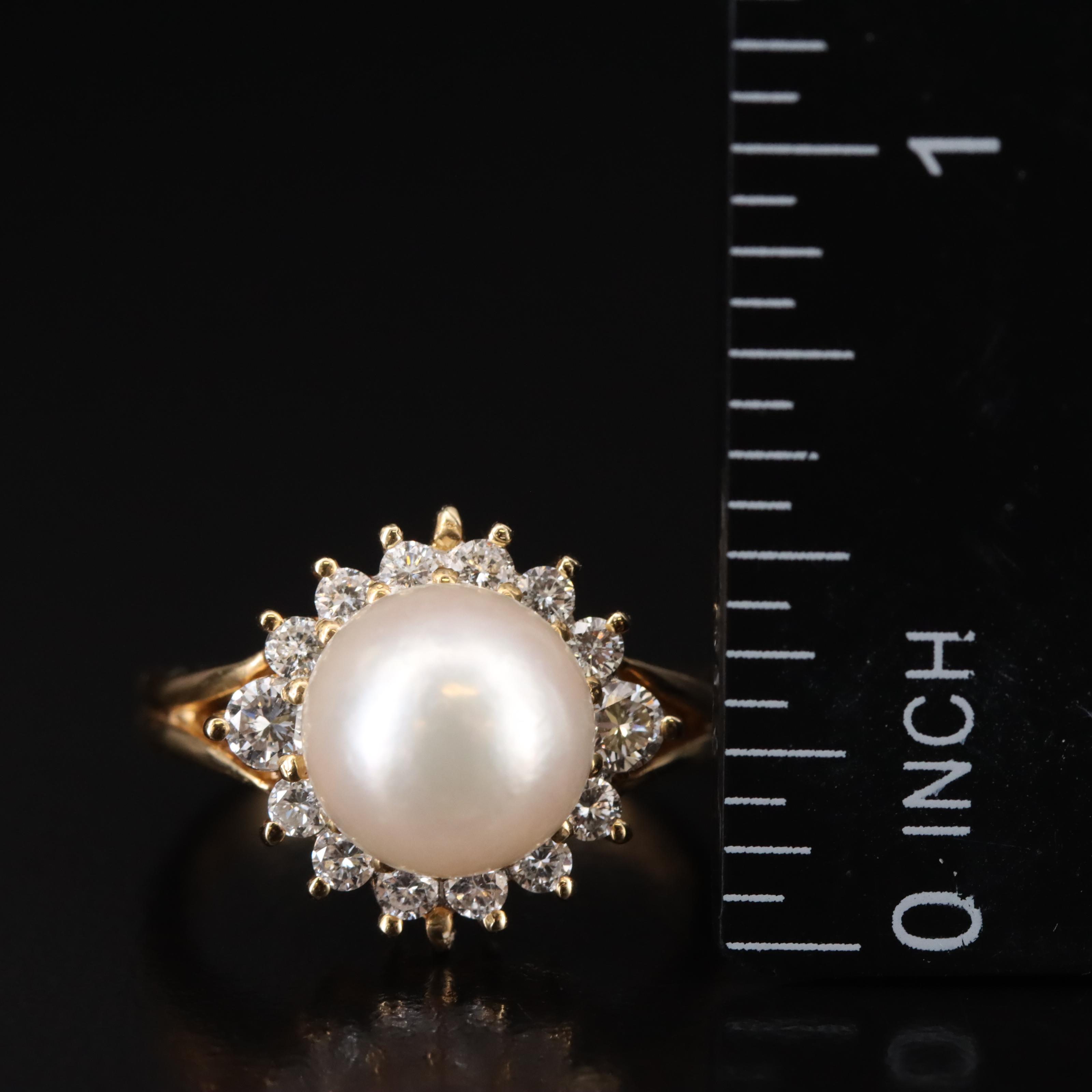 18K Pearl and Diamond Ring