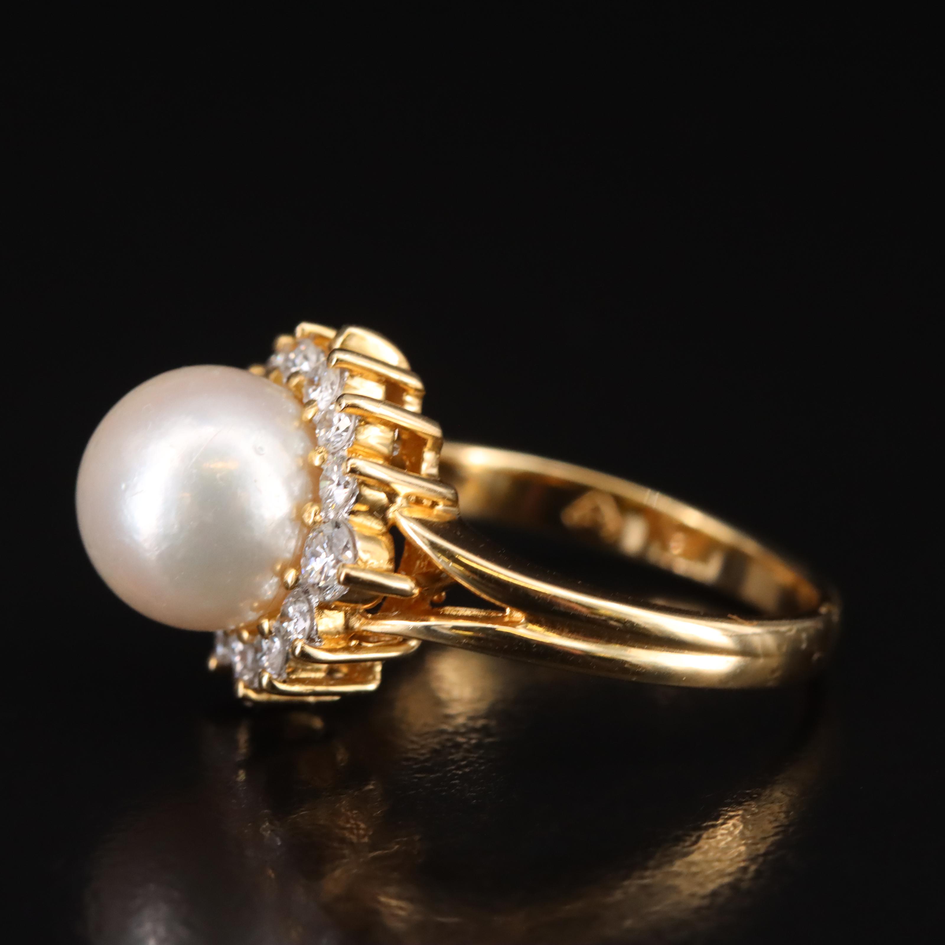 18K Pearl and Diamond Ring