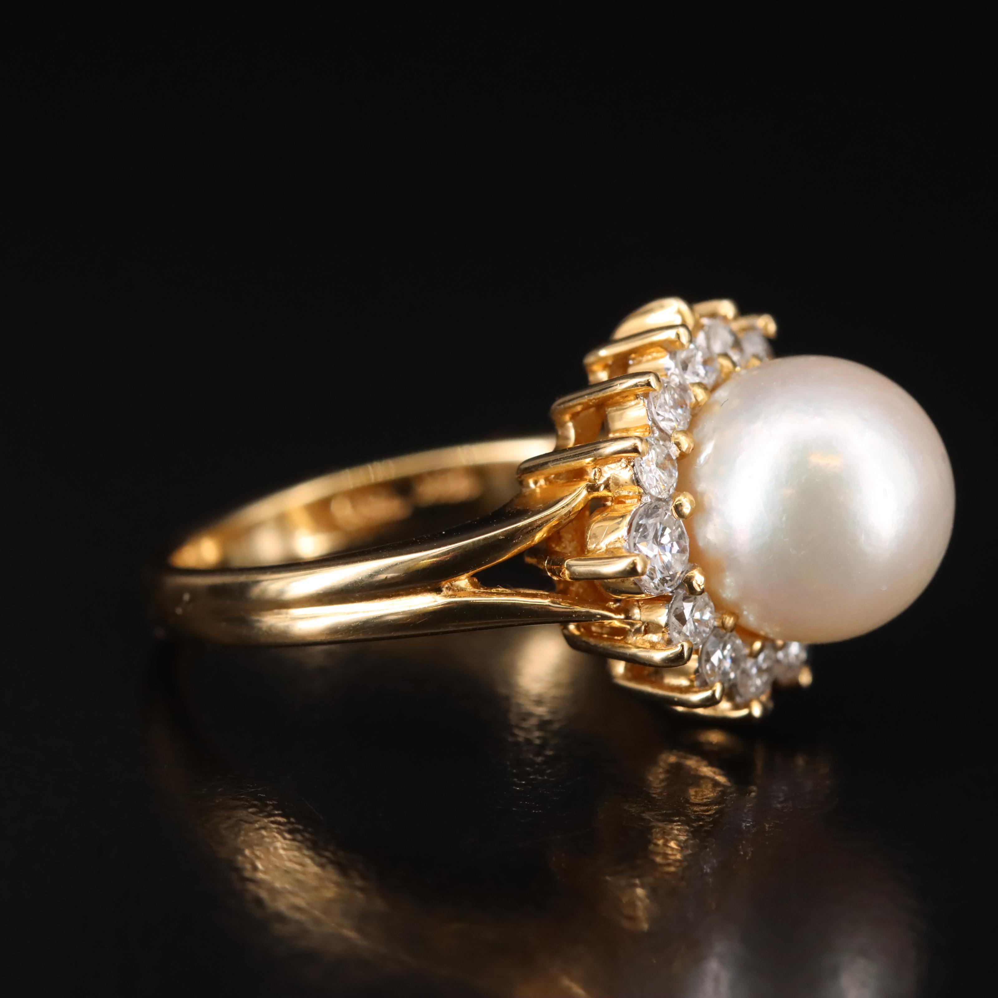 18K Pearl and Diamond Ring