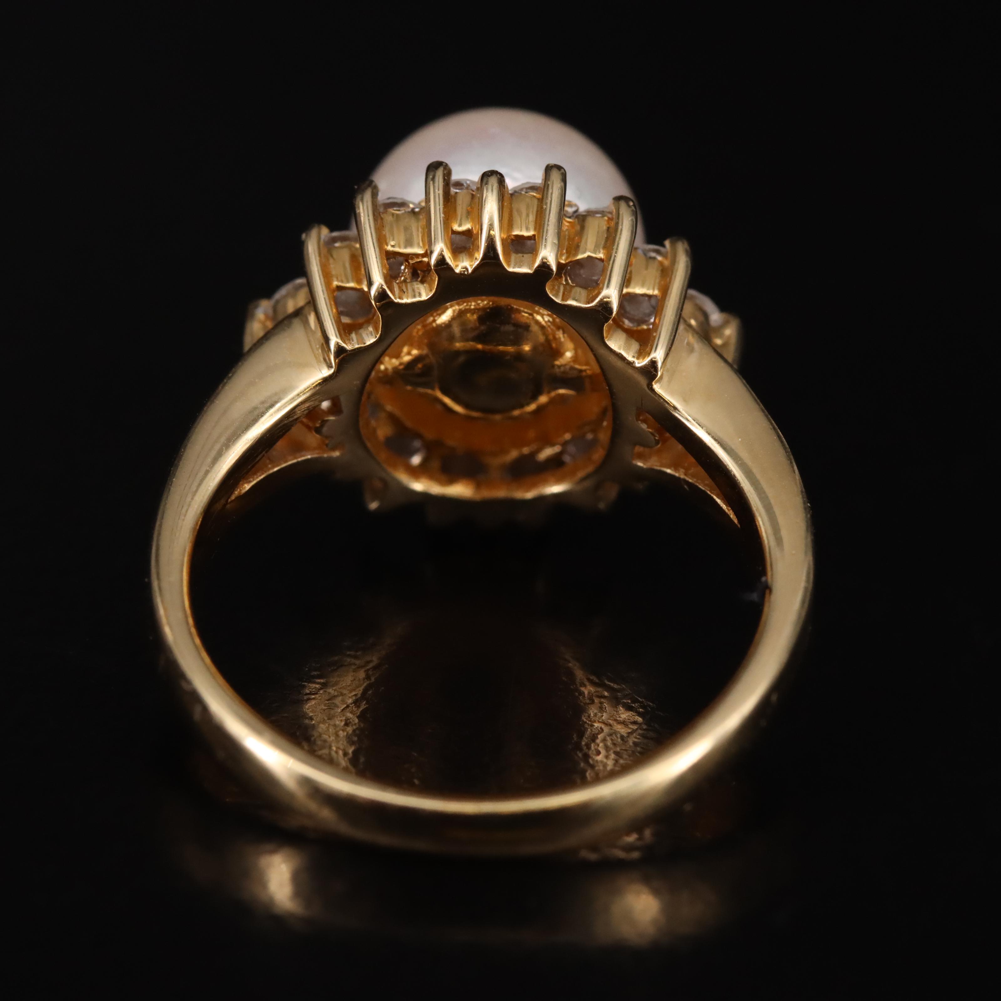 18K Pearl and Diamond Ring