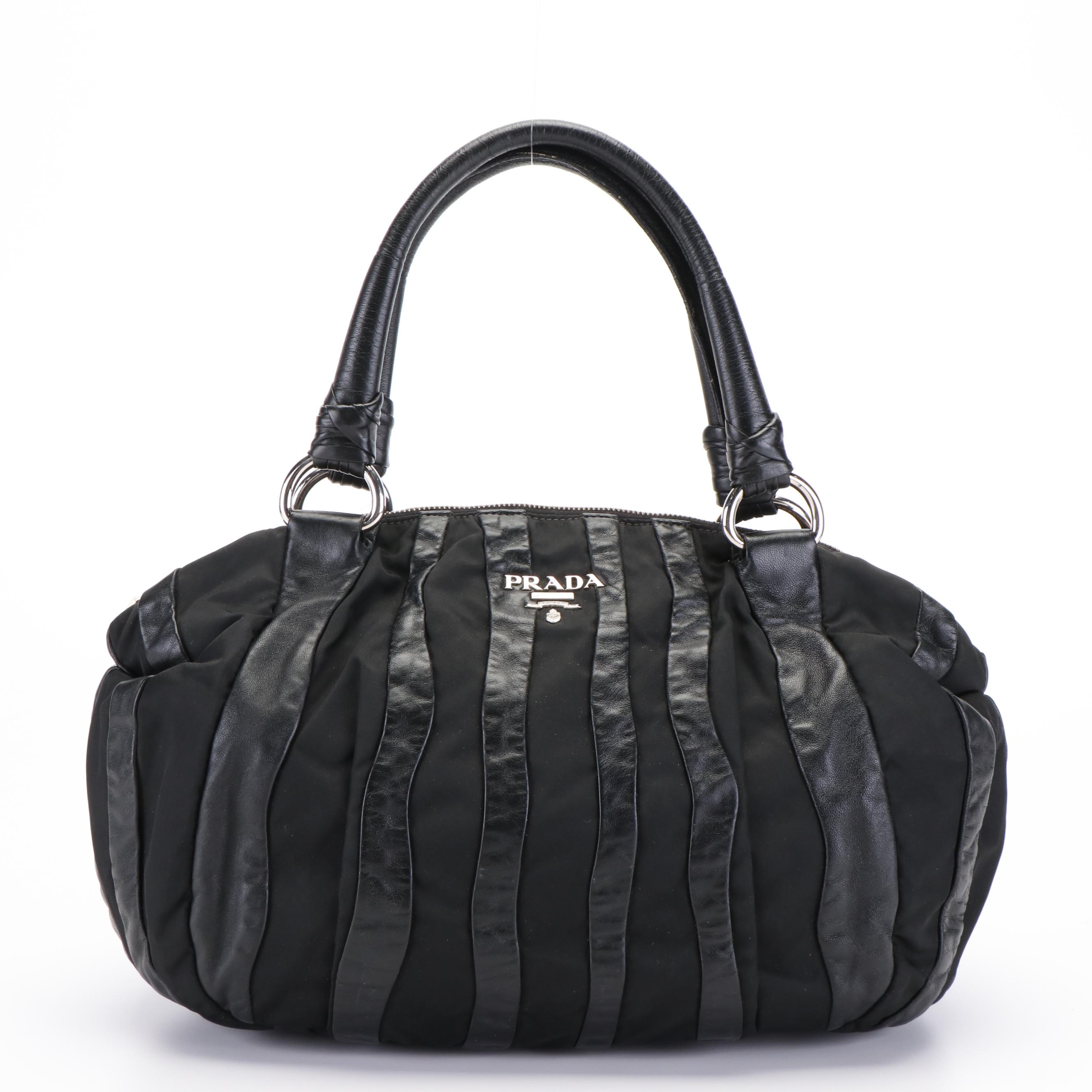 Prada Tessuto Nappa Leather Mordore Stripes Handbag