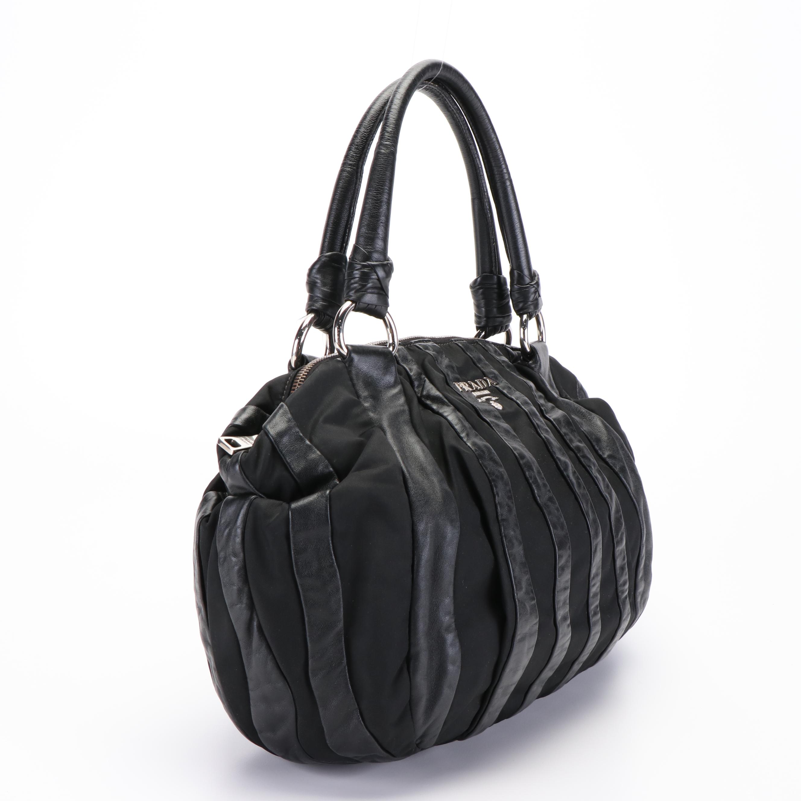 Prada Tessuto Nappa Leather Mordore Stripes Handbag