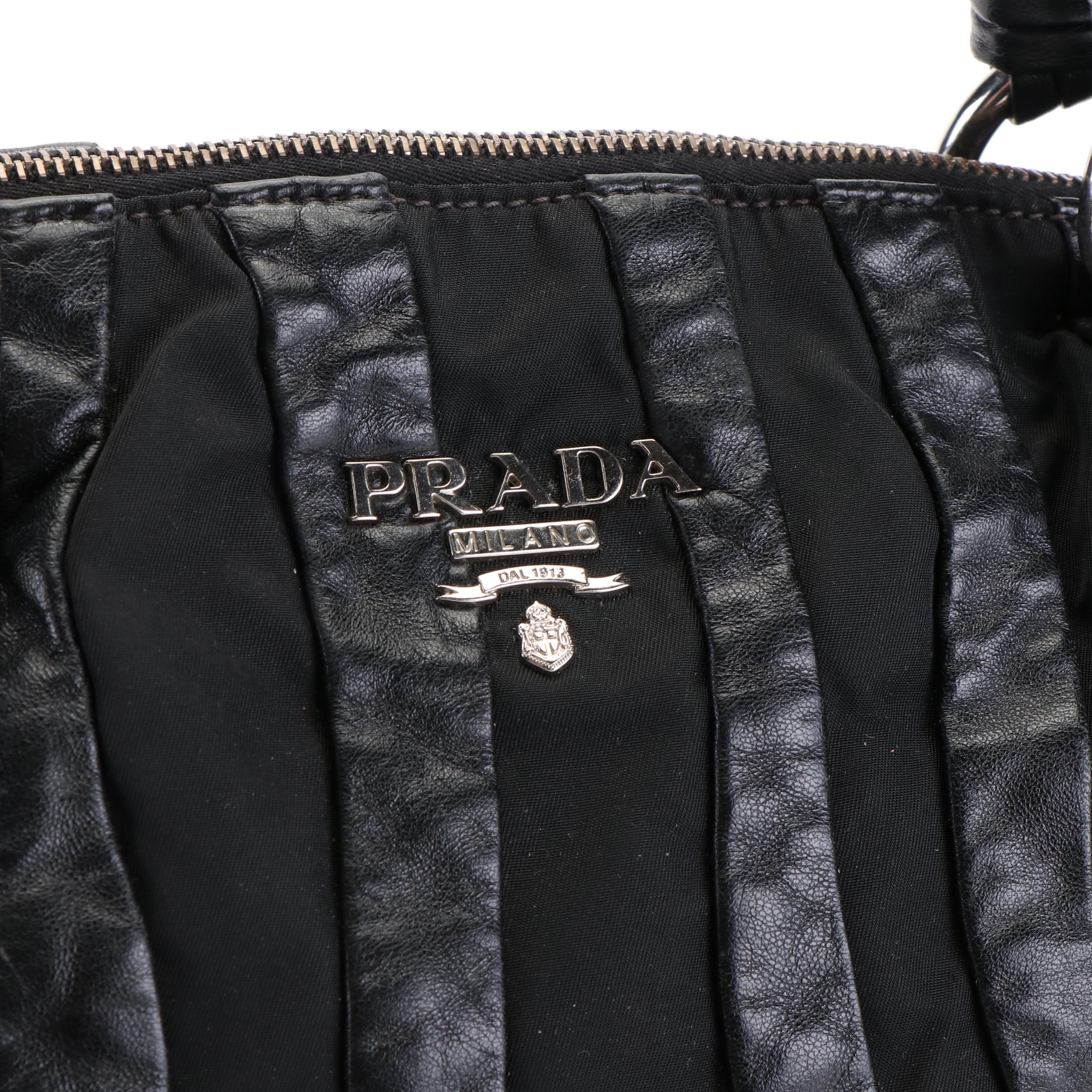 Prada Tessuto Nappa Leather Mordore Stripes Handbag