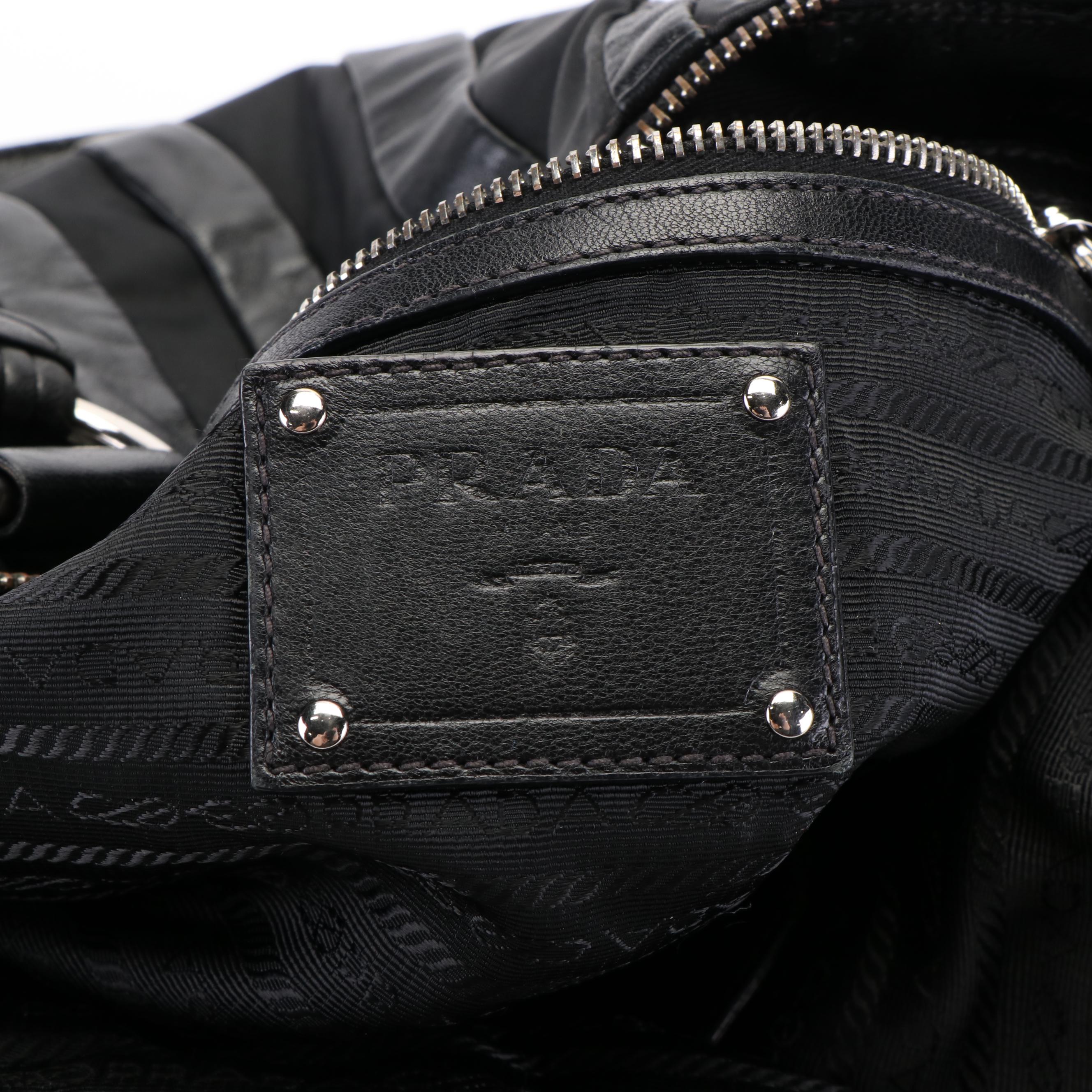 Prada Tessuto Nappa Leather Mordore Stripes Handbag