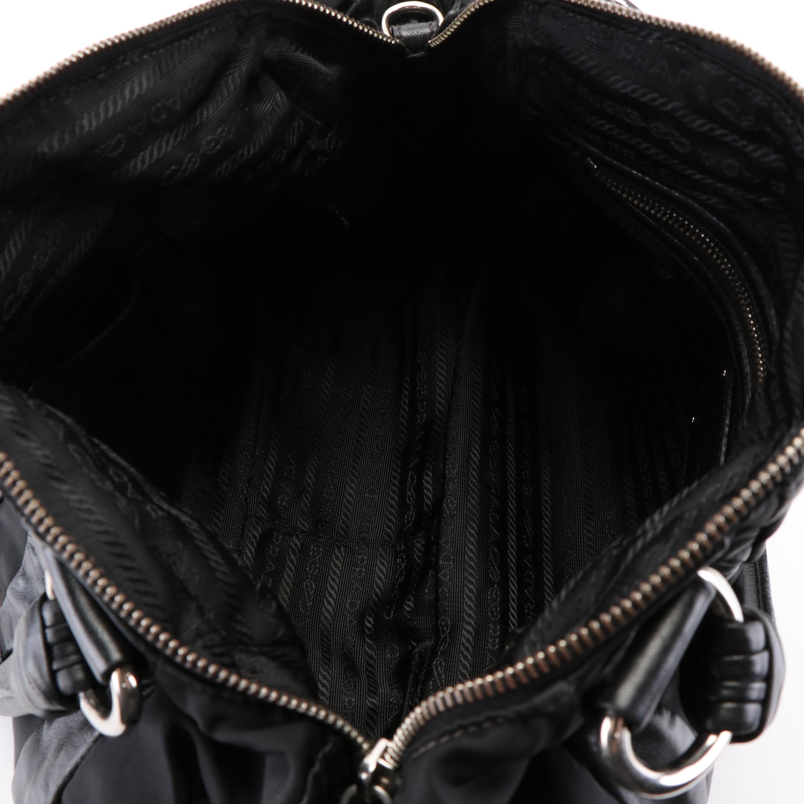 Prada Tessuto Nappa Leather Mordore Stripes Handbag