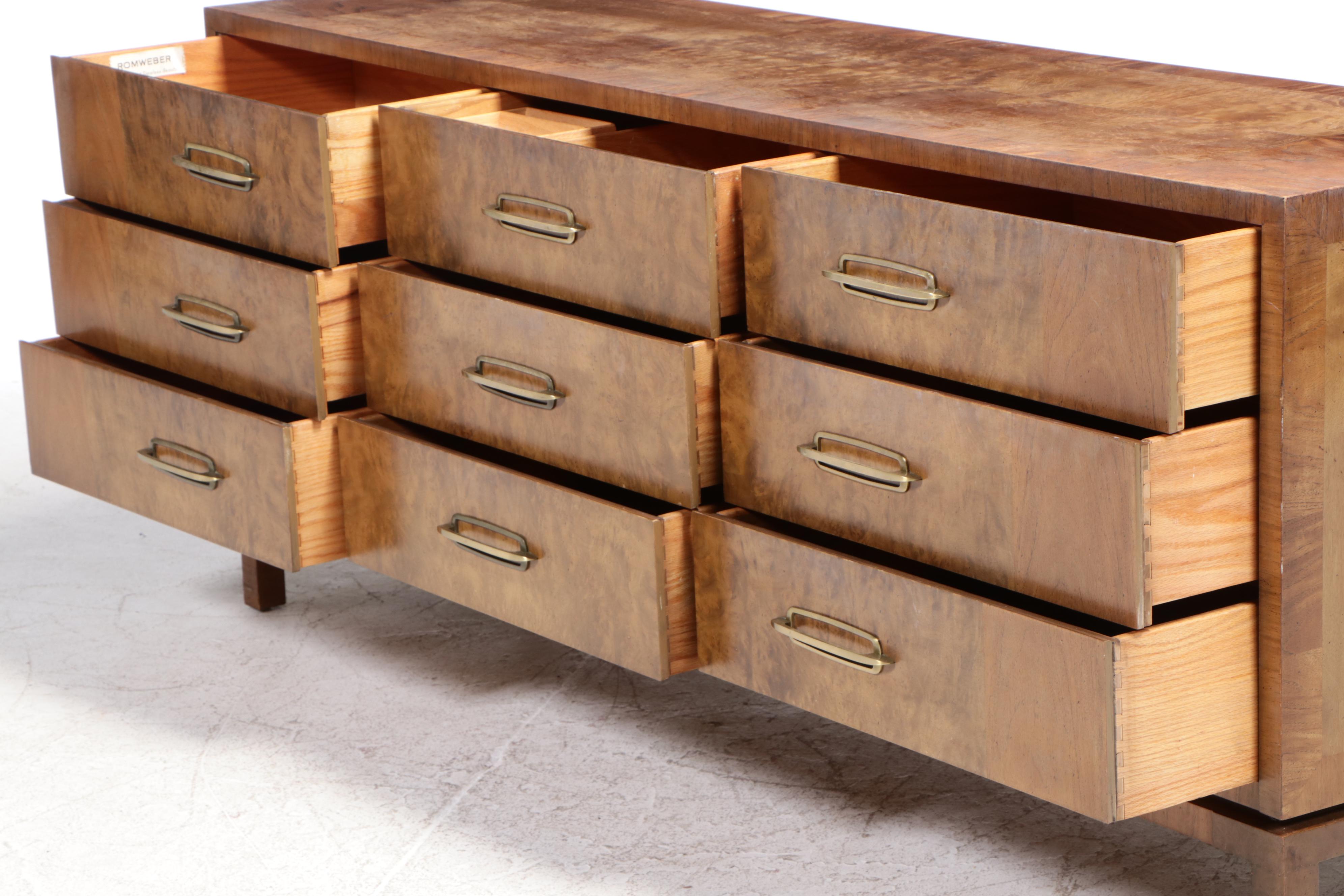 Romweber Mid Century Modern Acacia Wood Nine-Drawer Dresser | EBTH