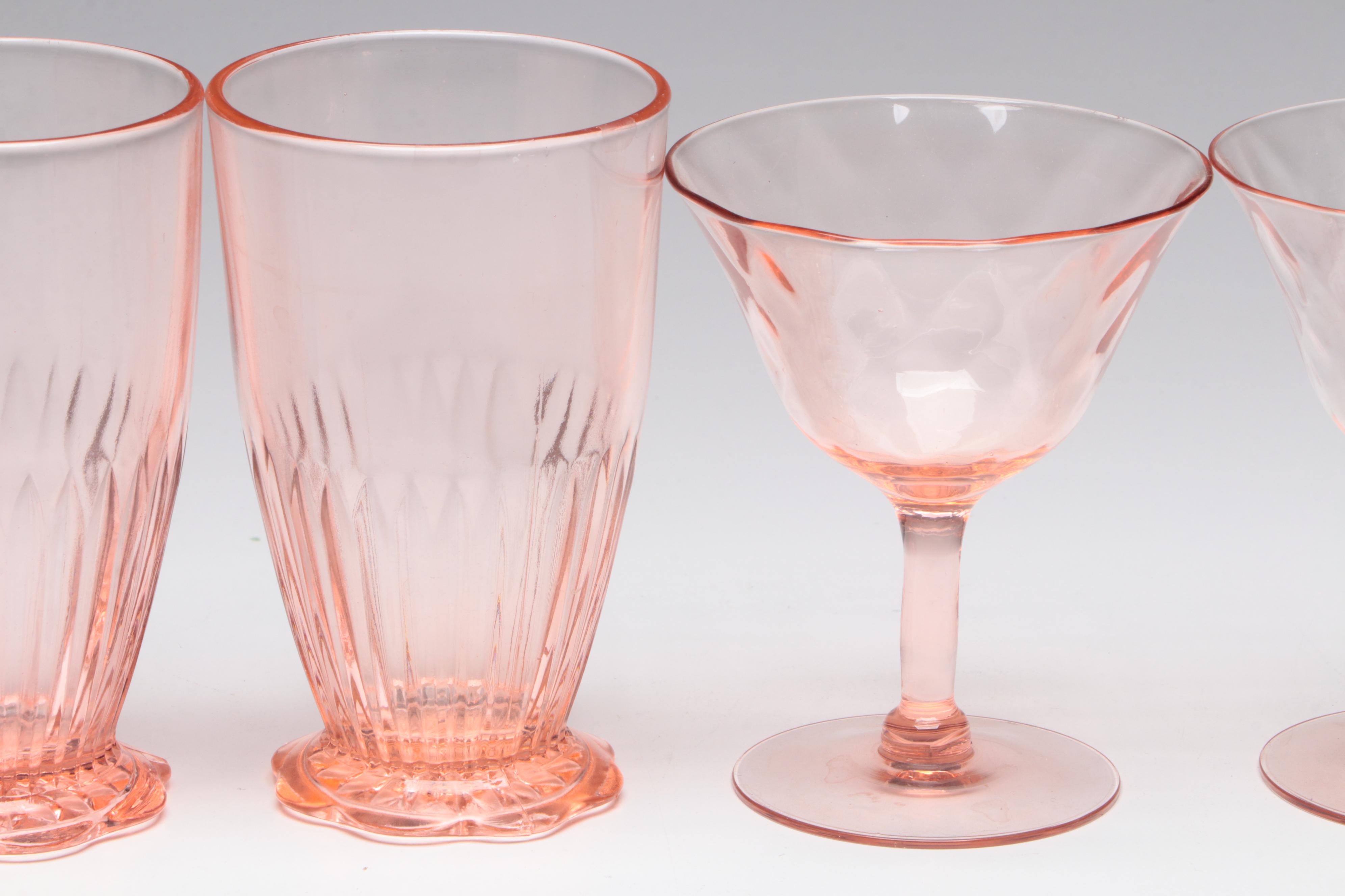 Anchor Hocking "Manhattan" Ball Pitcher with Other Pink Depression Glass