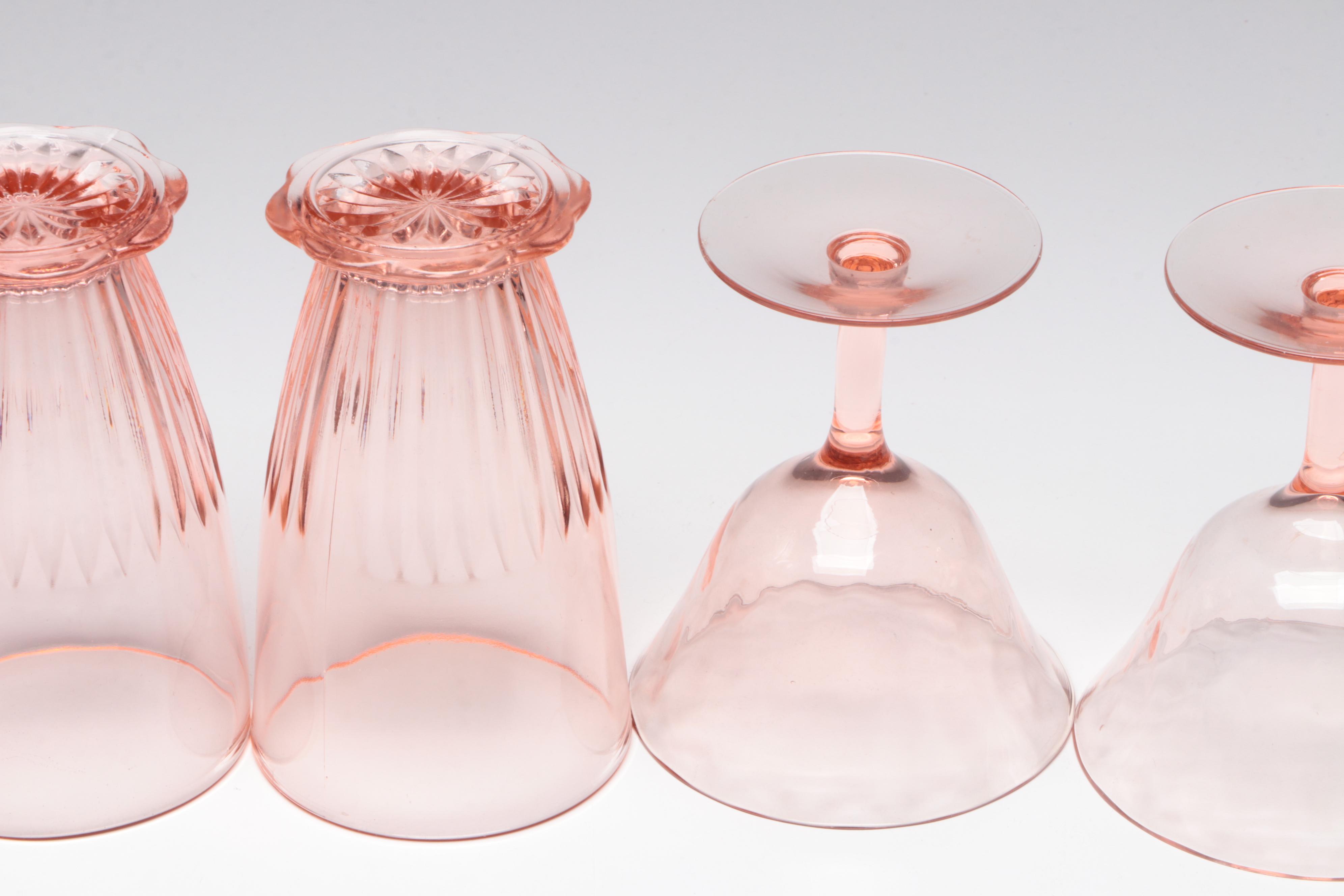 Anchor Hocking "Manhattan" Ball Pitcher with Other Pink Depression Glass