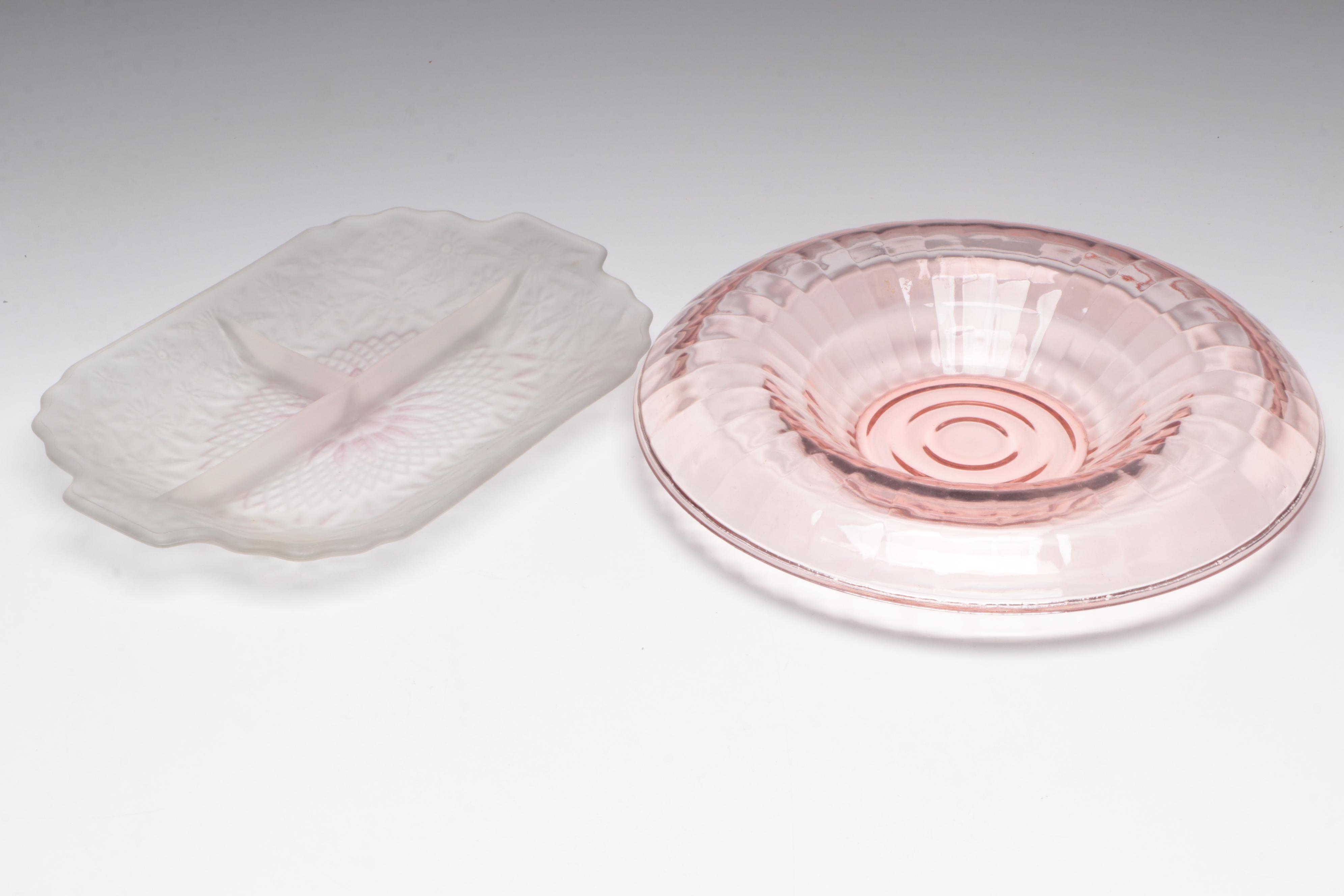 Anchor Hocking "Manhattan" Ball Pitcher with Other Pink Depression Glass