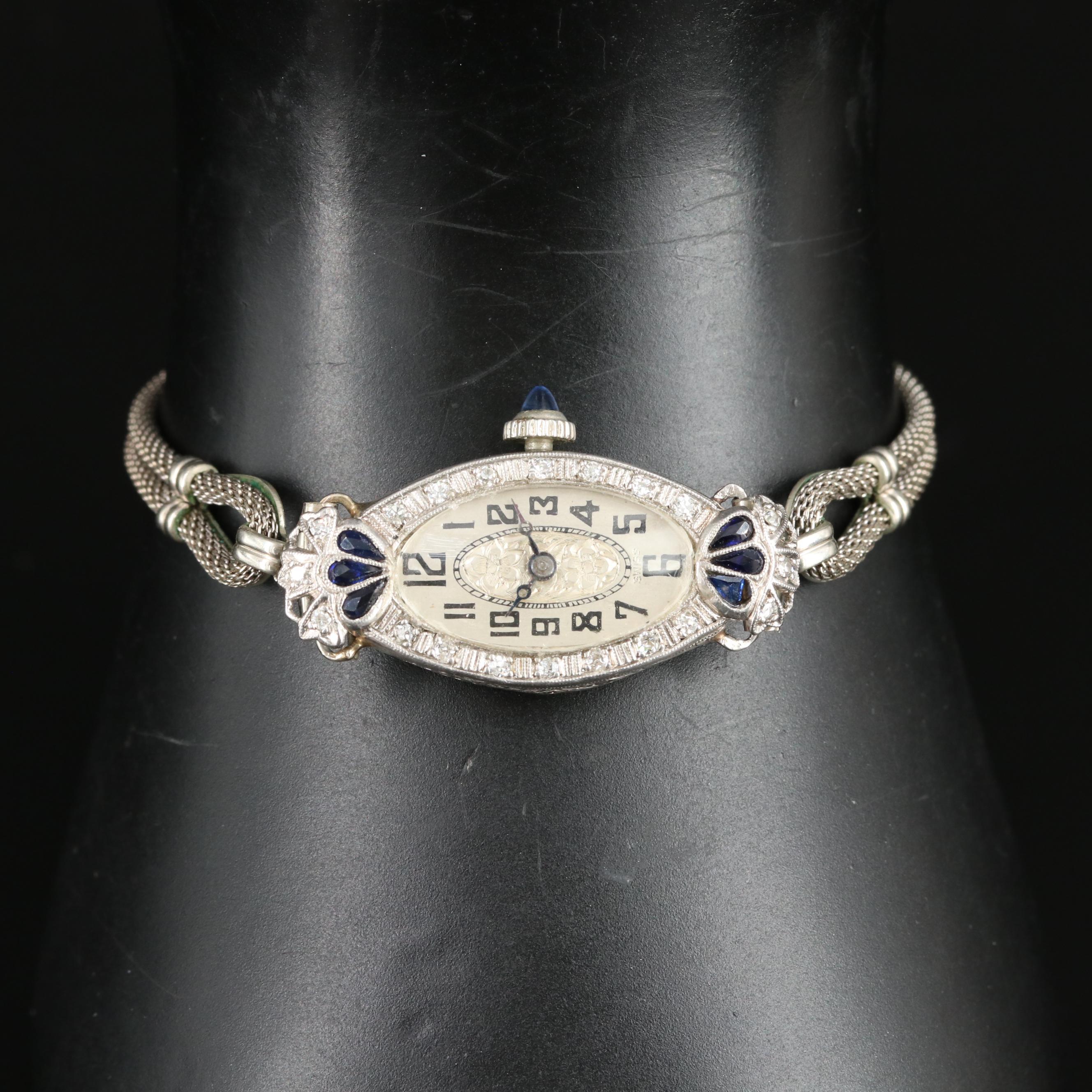 Platinum, Diamond and Sapphire Swiss Watch