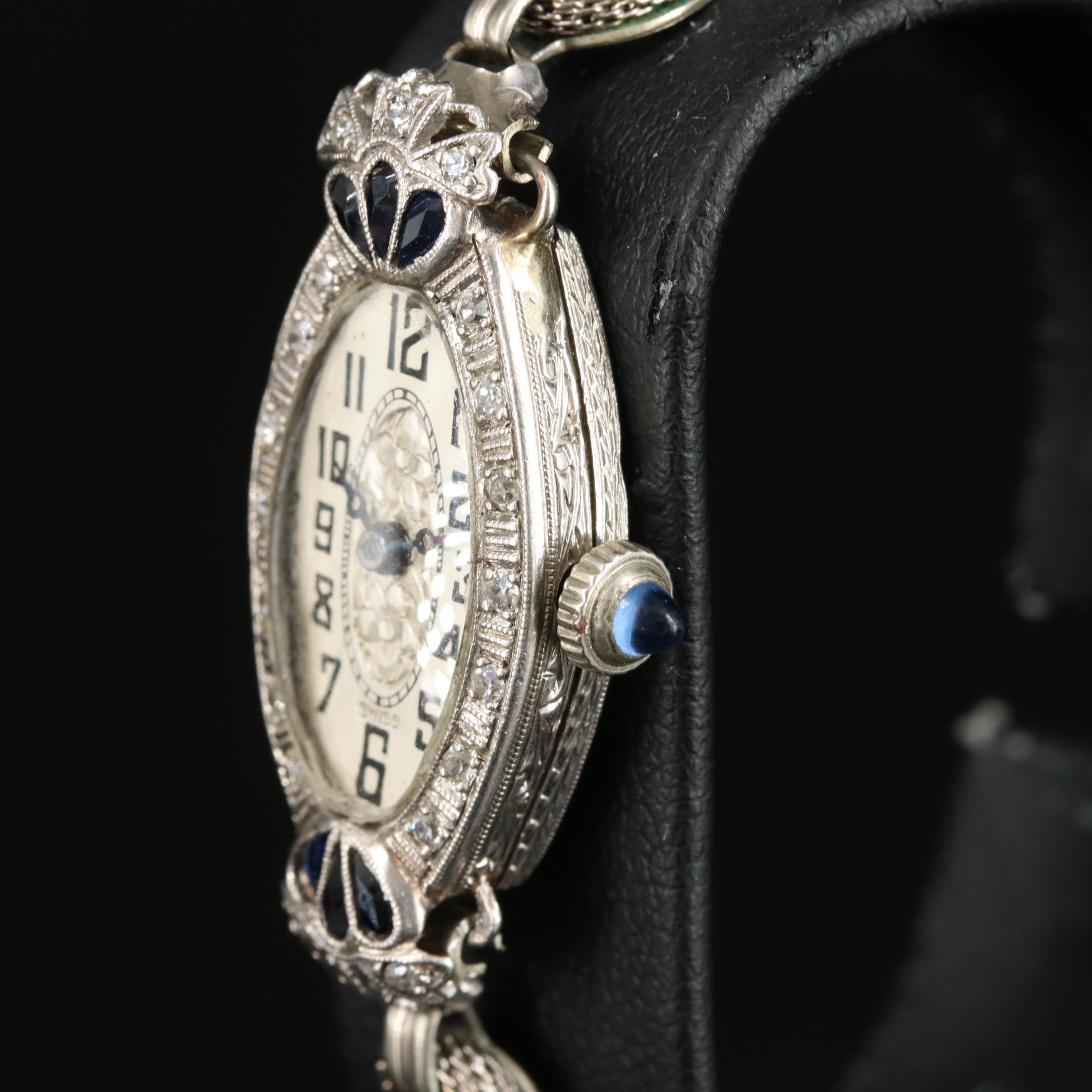 Platinum, Diamond and Sapphire Swiss Watch