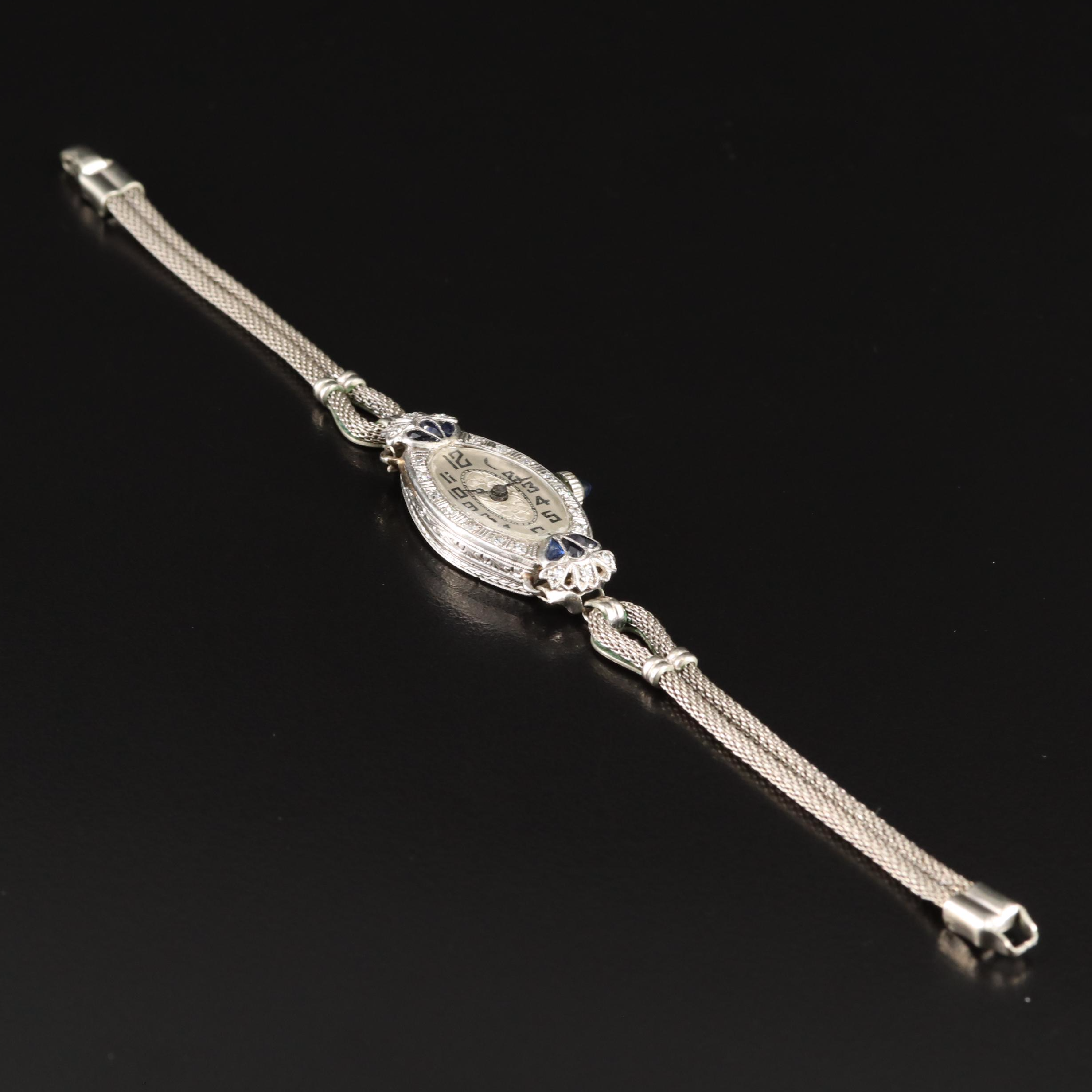 Platinum, Diamond and Sapphire Swiss Watch