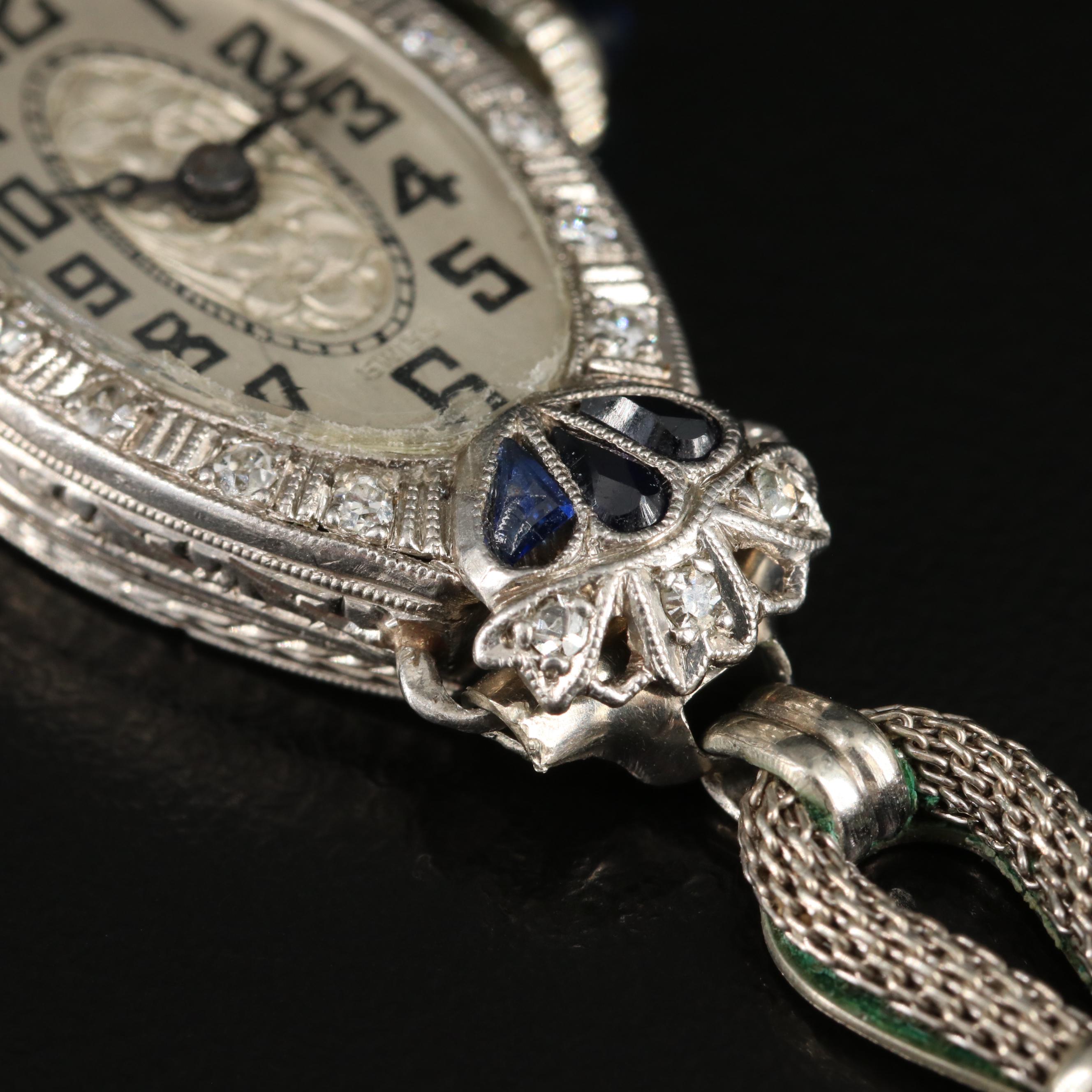 Platinum, Diamond and Sapphire Swiss Watch