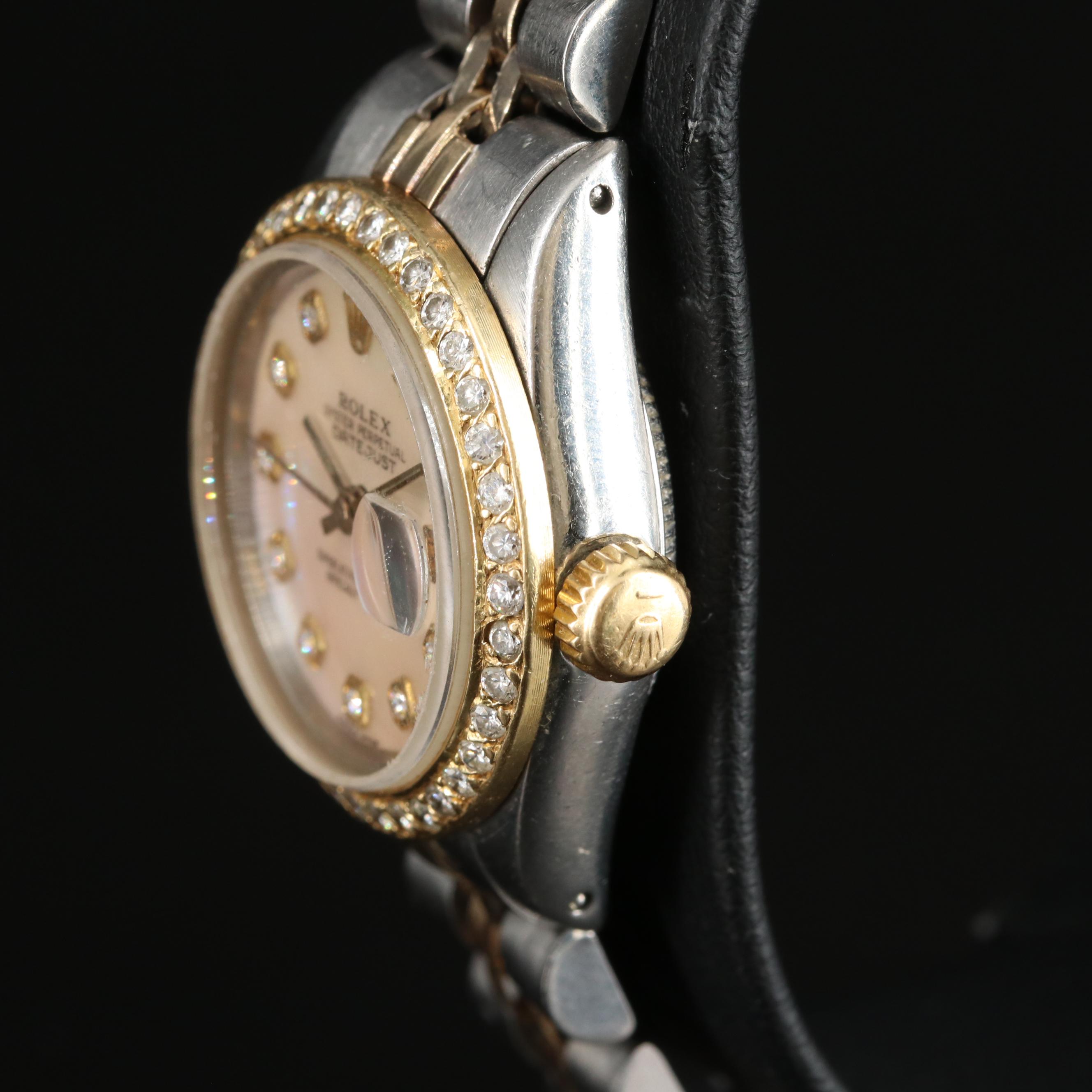 1977 Rolex Custom Mother-of-Pearl Diamond Dial and Bezel Datejust Watch