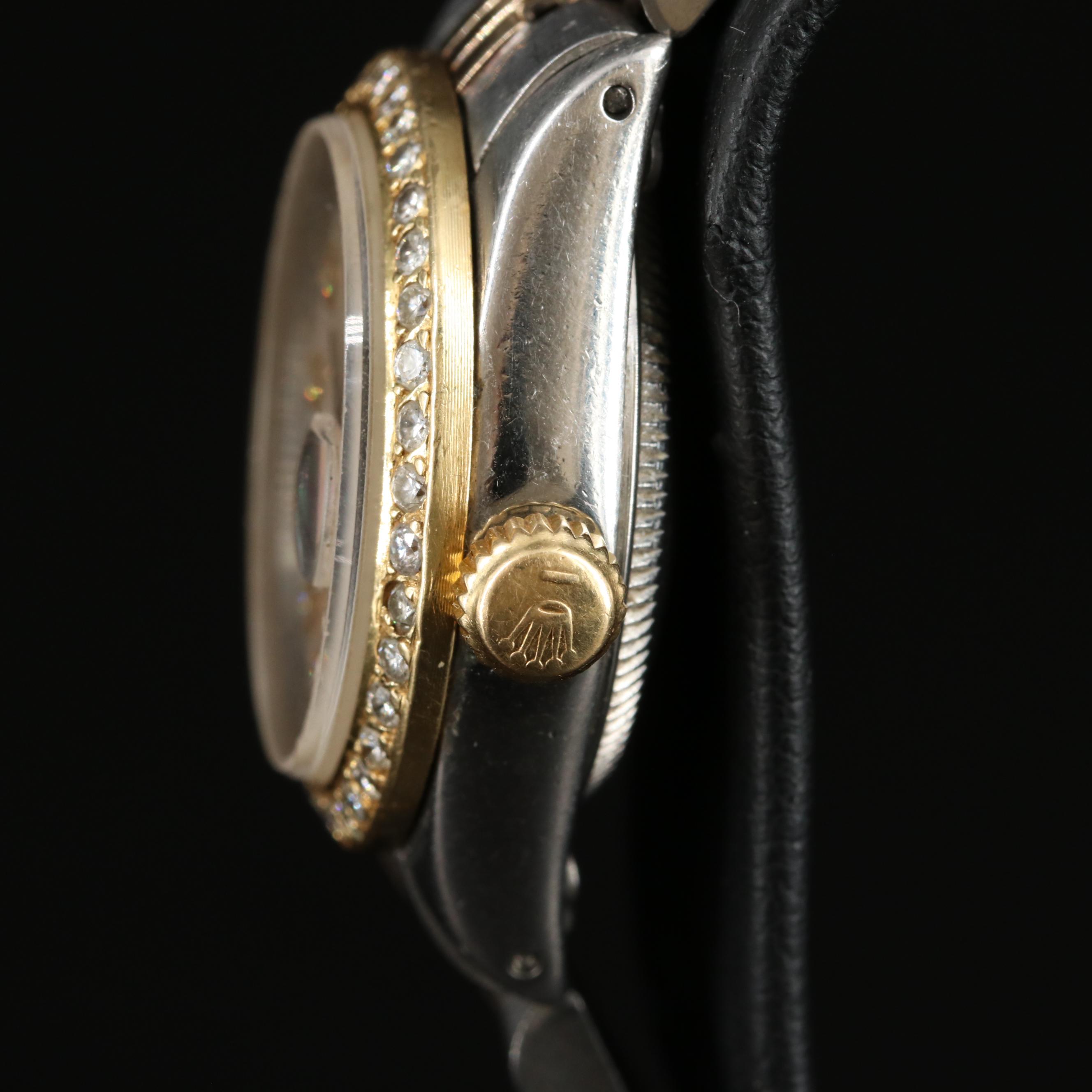 1977 Rolex Custom Mother-of-Pearl Diamond Dial and Bezel Datejust Watch