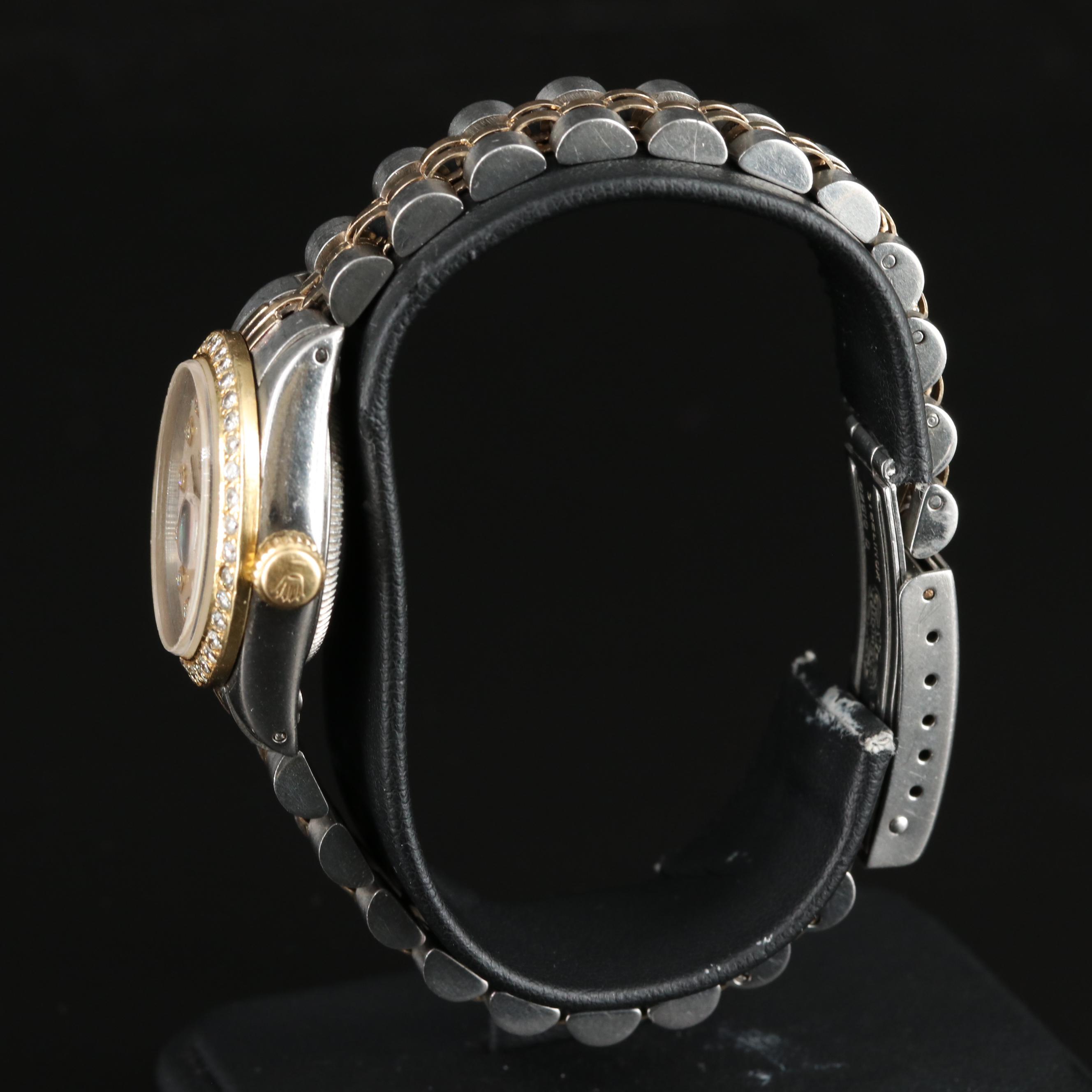 1977 Rolex Custom Mother-of-Pearl Diamond Dial and Bezel Datejust Watch