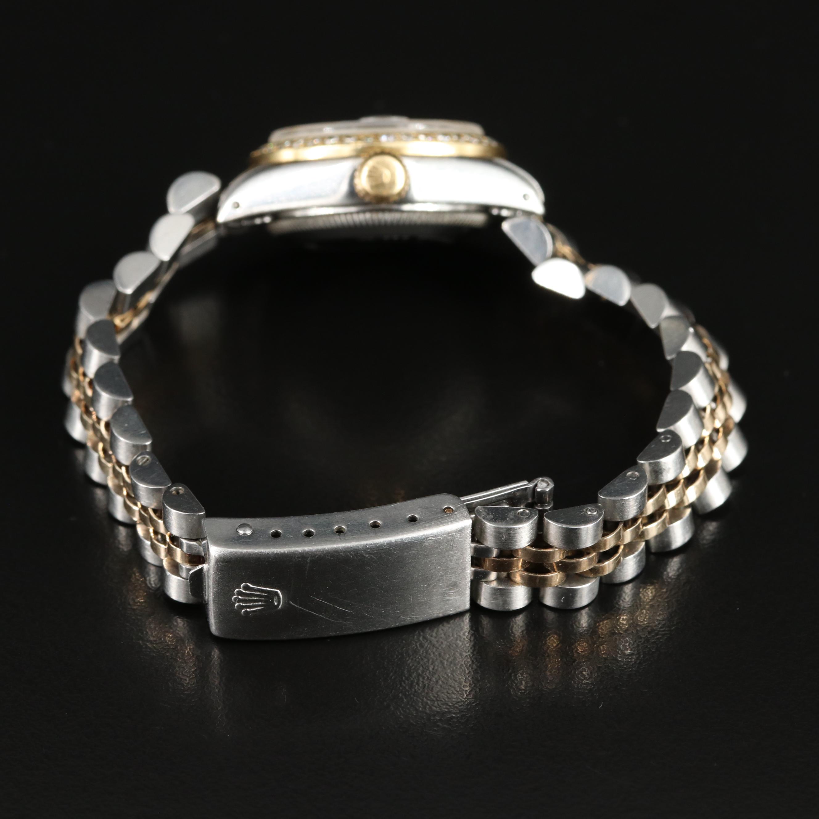 1977 Rolex Custom Mother-of-Pearl Diamond Dial and Bezel Datejust Watch