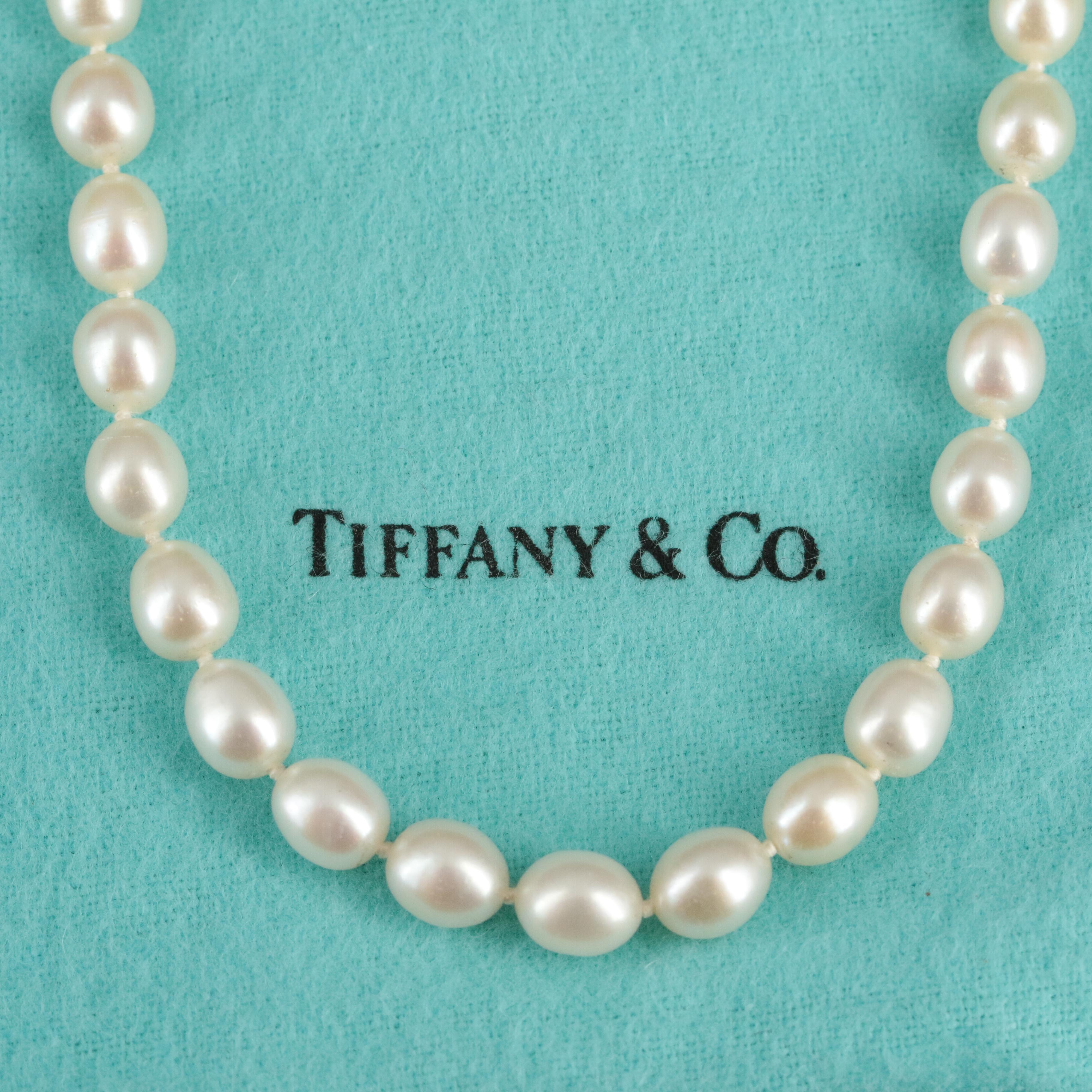 Tiffany & Co. Pearl Necklace with Sterling Twist Clasp